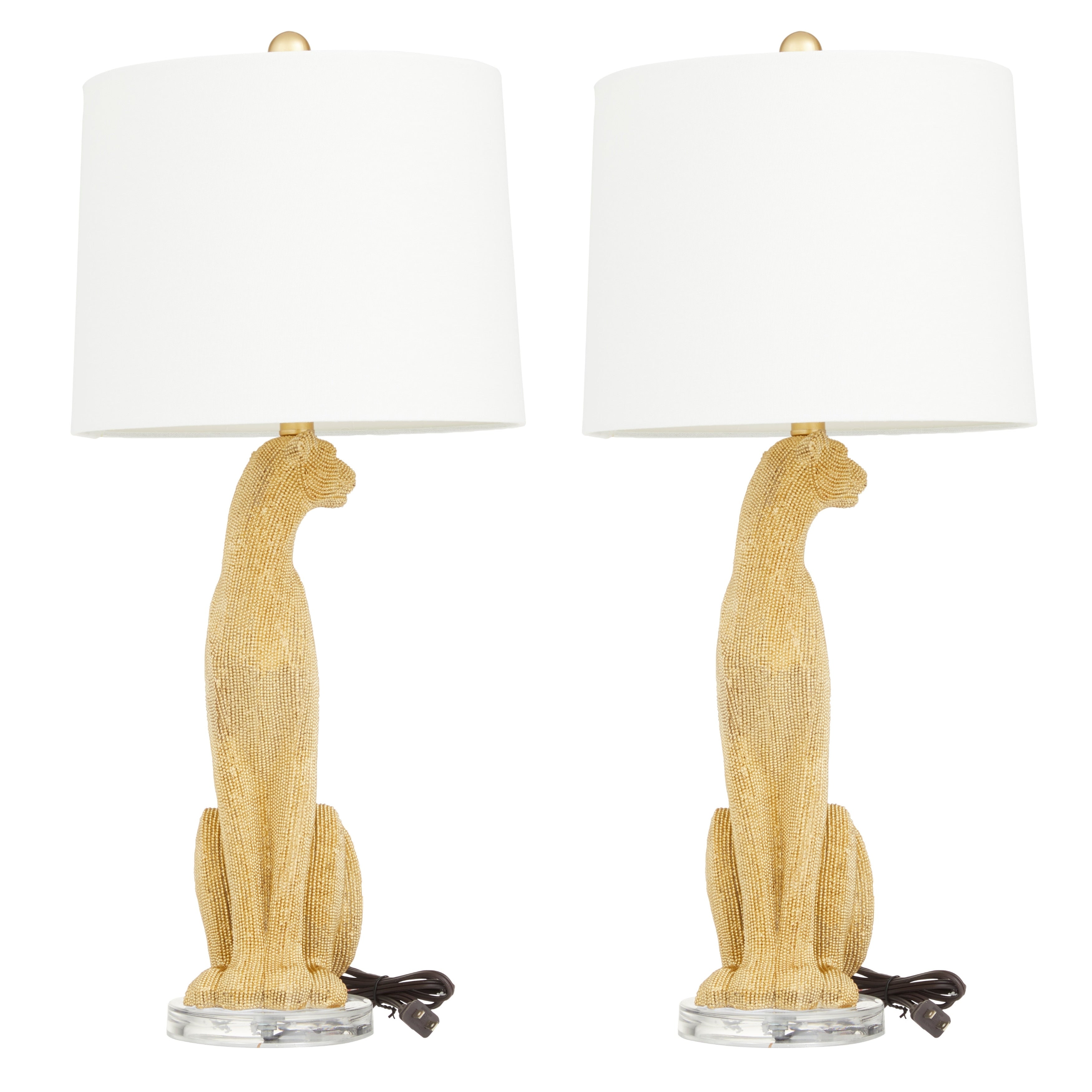 Polystone Leopard Table Lamp - Set of 2 Silver or Gold - Roche River Decor