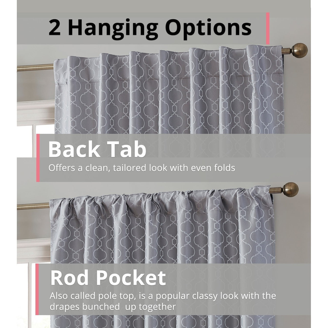 HLC.me Franklin Moroccan 100% Complete Blackout Thermal Insulated Energy Savings Back Tab Rod Pocket Curtain, 2 Panels