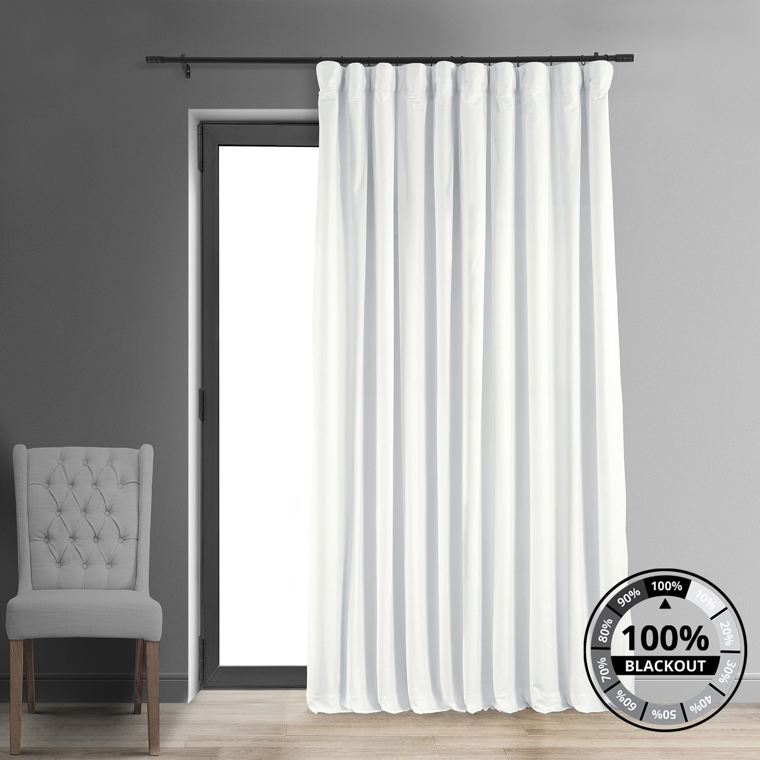 Exclusive Fabrics Signature Extra Wide Blackout Velvet Curtains (1 Panel) - Luxurious Blackout Drapes