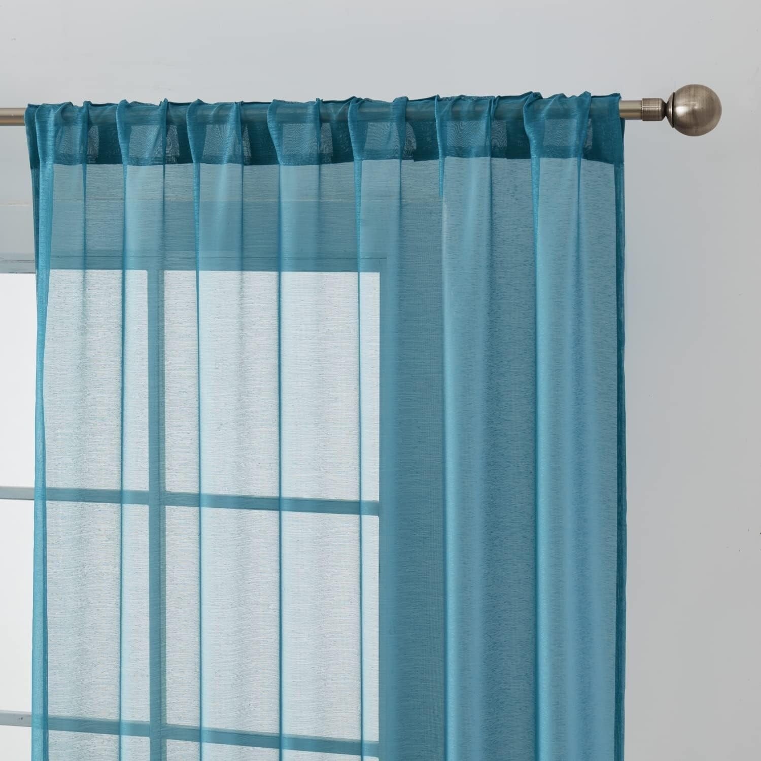 HLC.me Lauren Semi Sheer Rod Pocket & Back Tab Window Curtains Panels, Set of 2