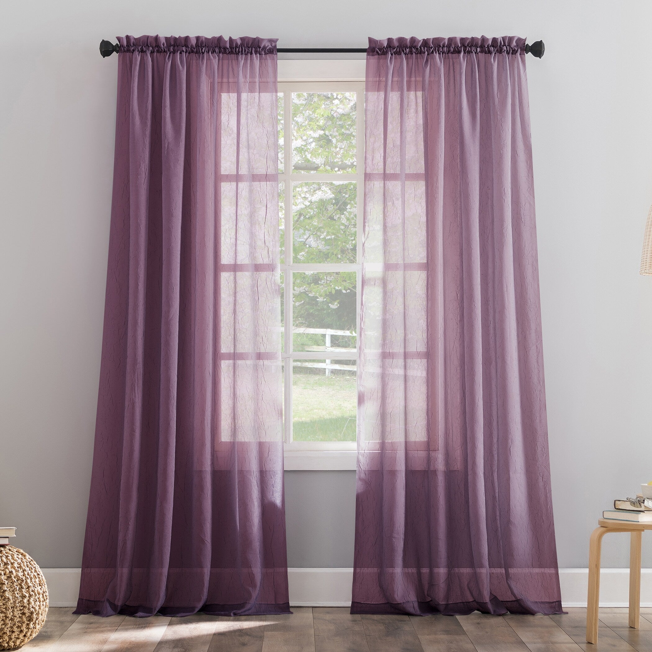 No. 918 Erica Crushed Voile Sheer Rod Pocket 1-Piece Curtain Panel, Single Panel