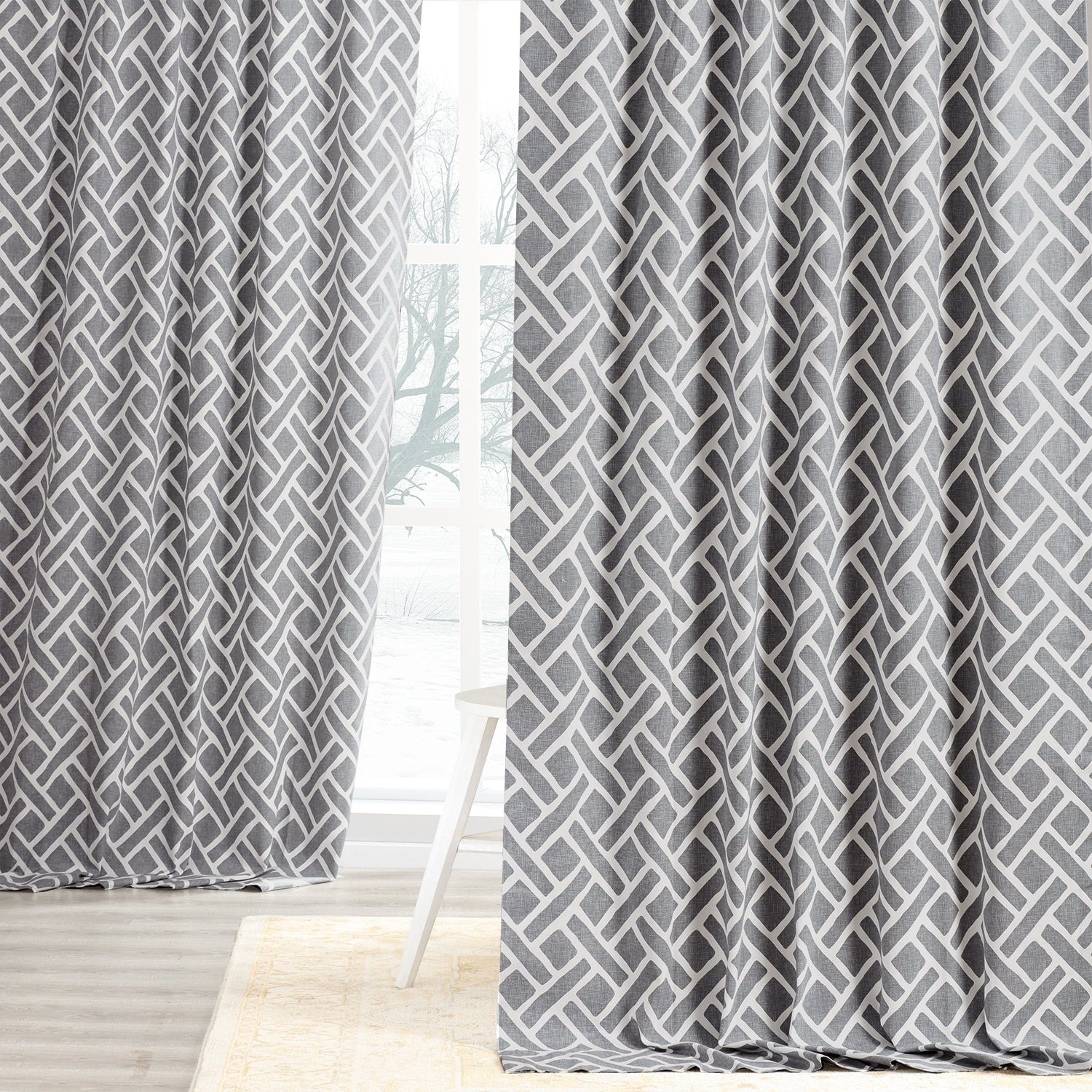 Exclusive Fabrics Martinique Geo Contemporary Cotton Room Darkening Curtain (1 Panel)