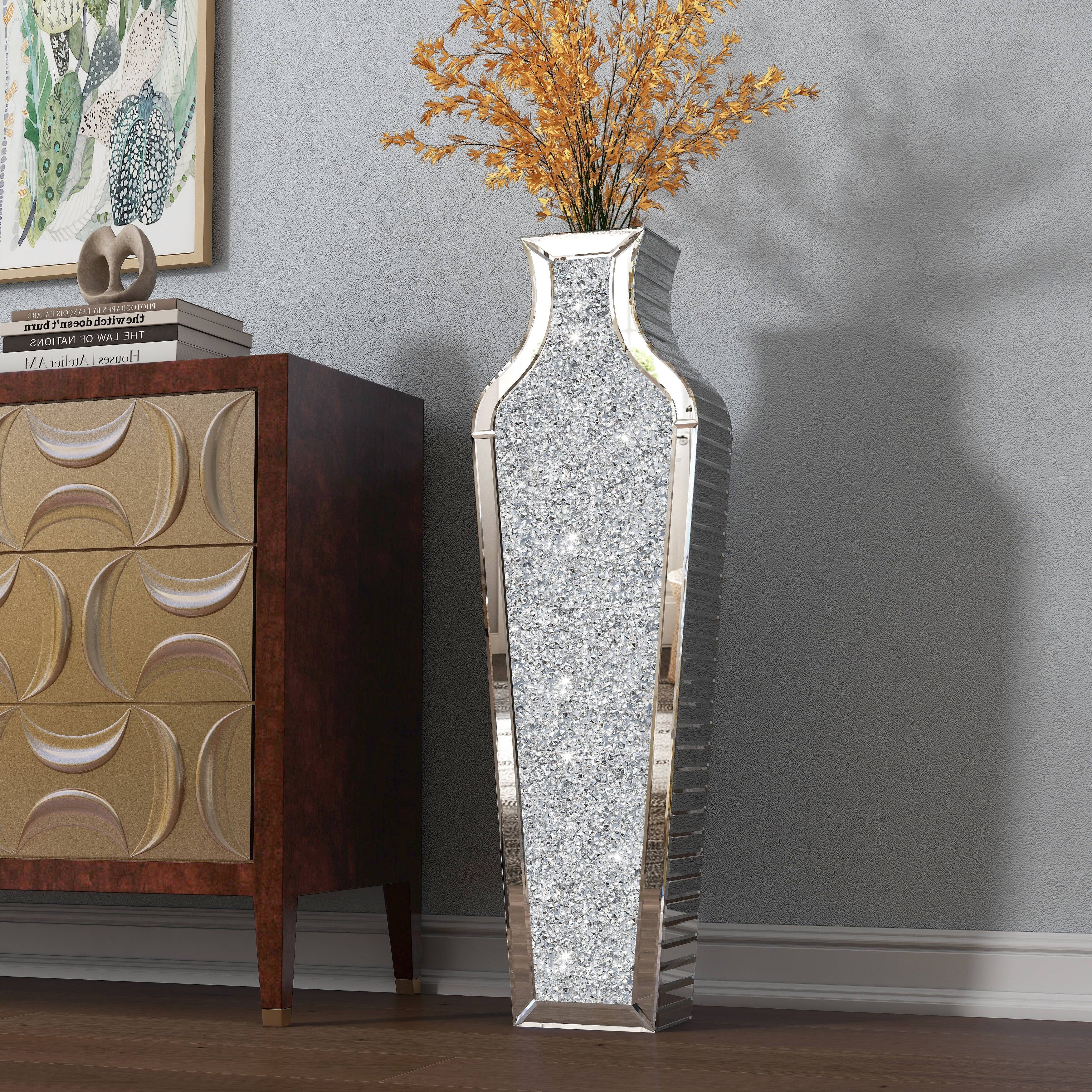 Tall Crushed Diamond Floor Vase