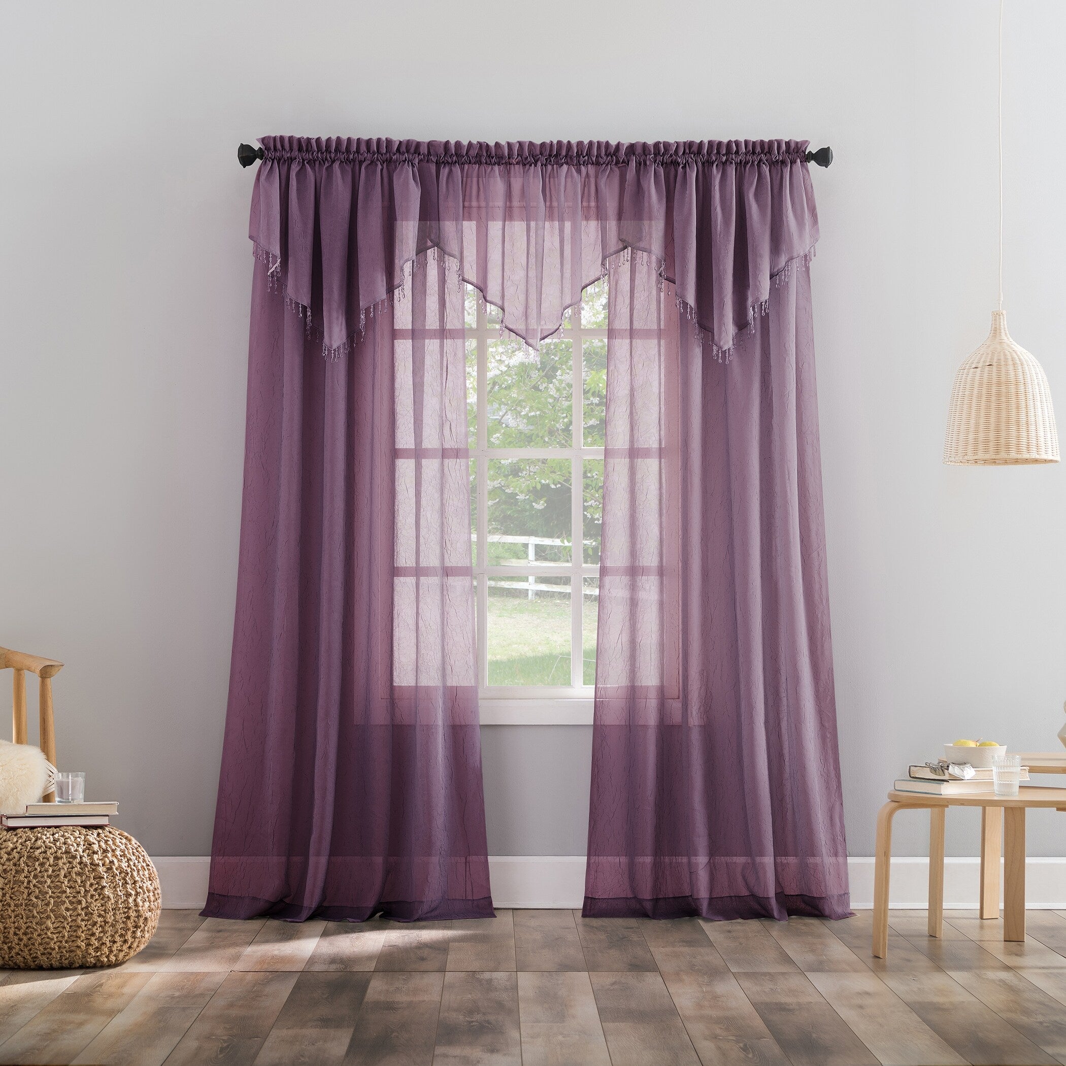 No. 918 Erica Crushed Voile Sheer Rod Pocket 1-Piece Curtain Panel, Single Panel