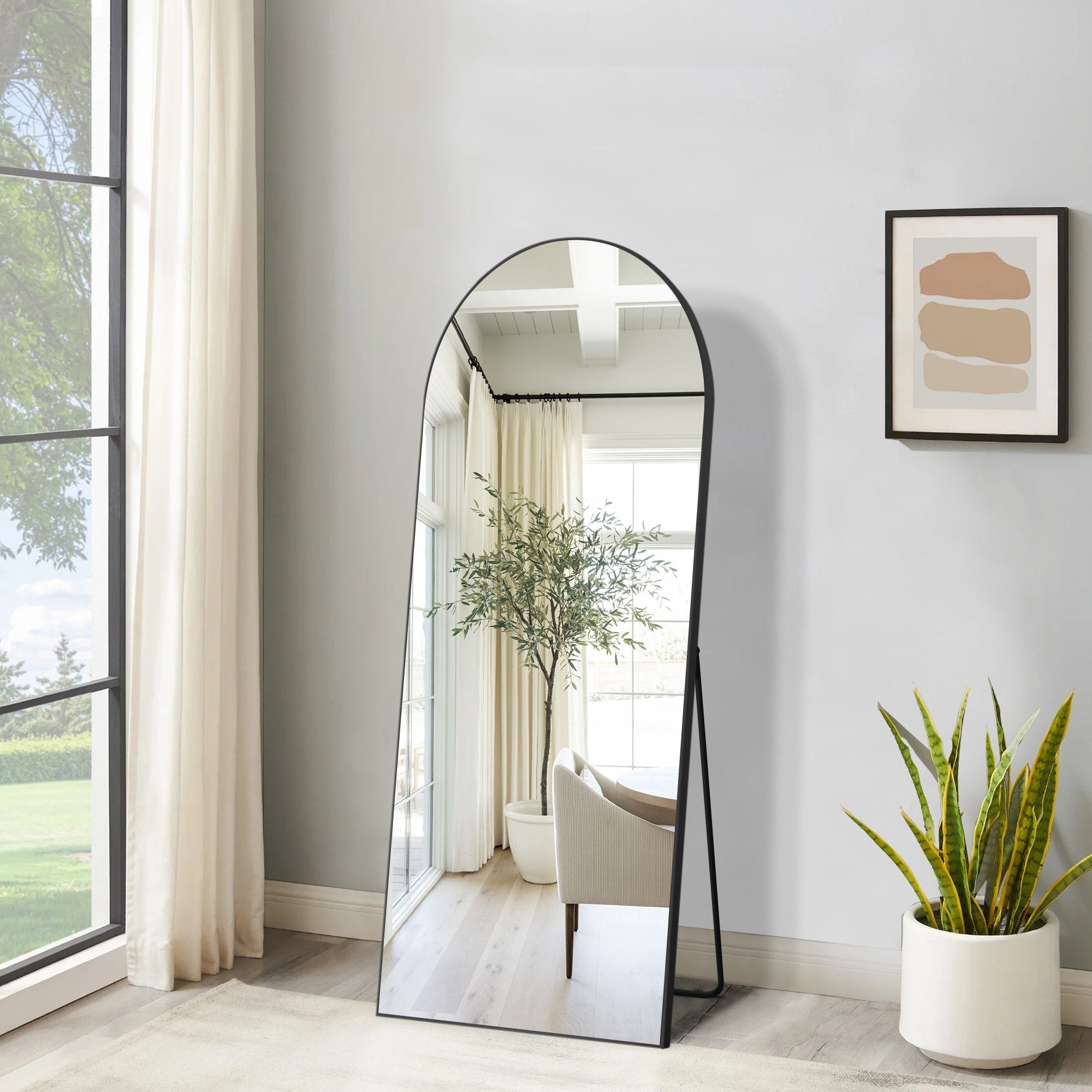 Arched Full Length Mirror with Stand Aluminum Alloy Frame,Wall-Mounted Mirror,Floor Dressing Mirror