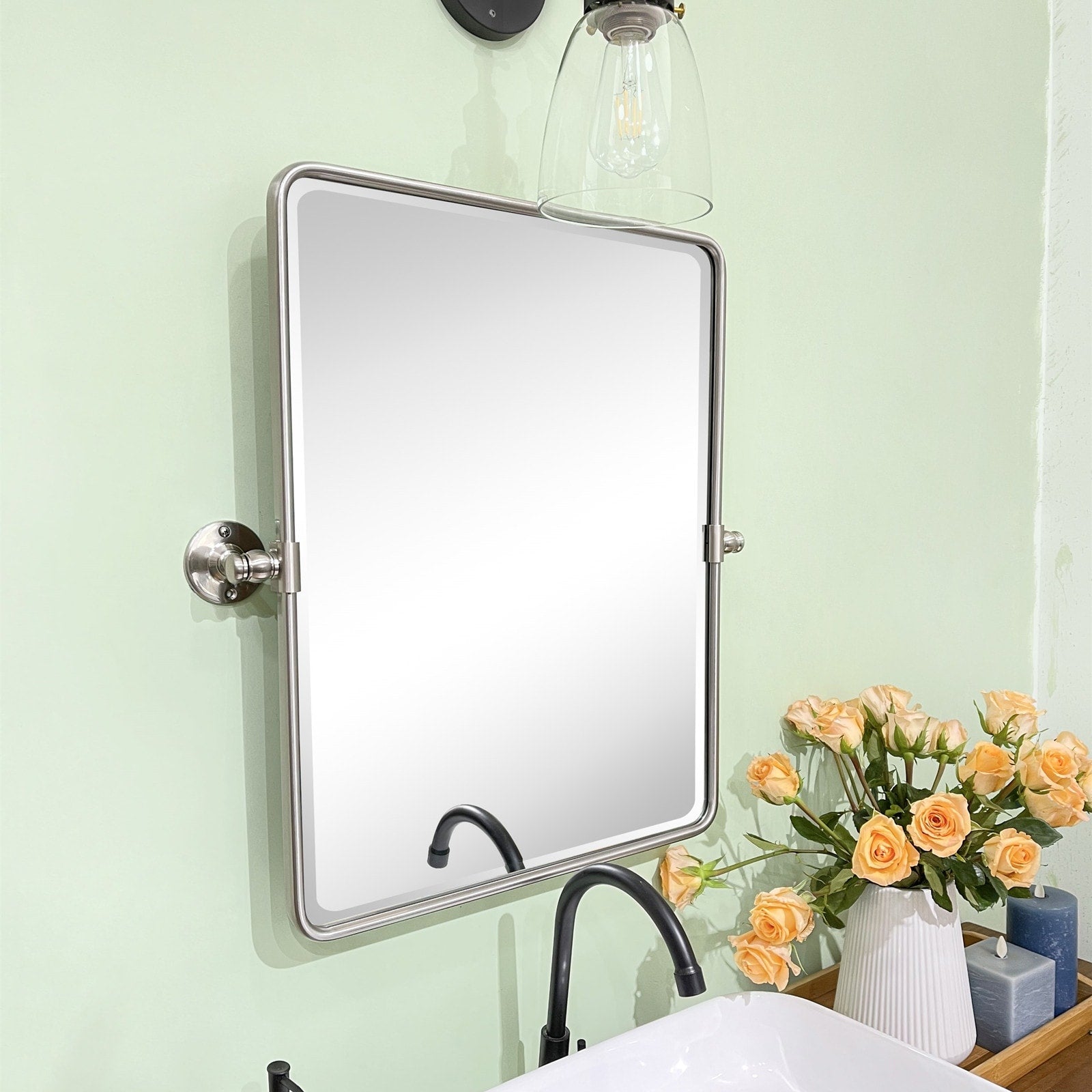 TEHOME Woodvale Rectangle Vertical Metal Wall Mirrors