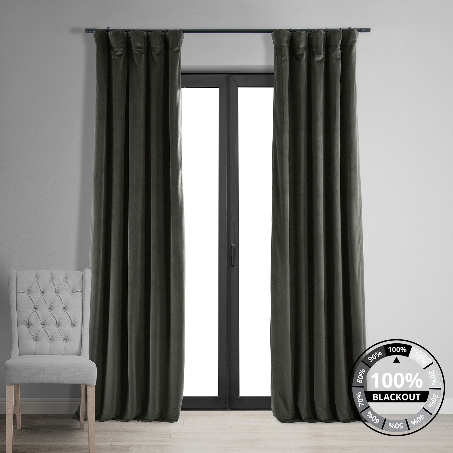 Exclusive Fabrics Signature Velvet Blackout Curtain 120 Inches Long (1 Panel)