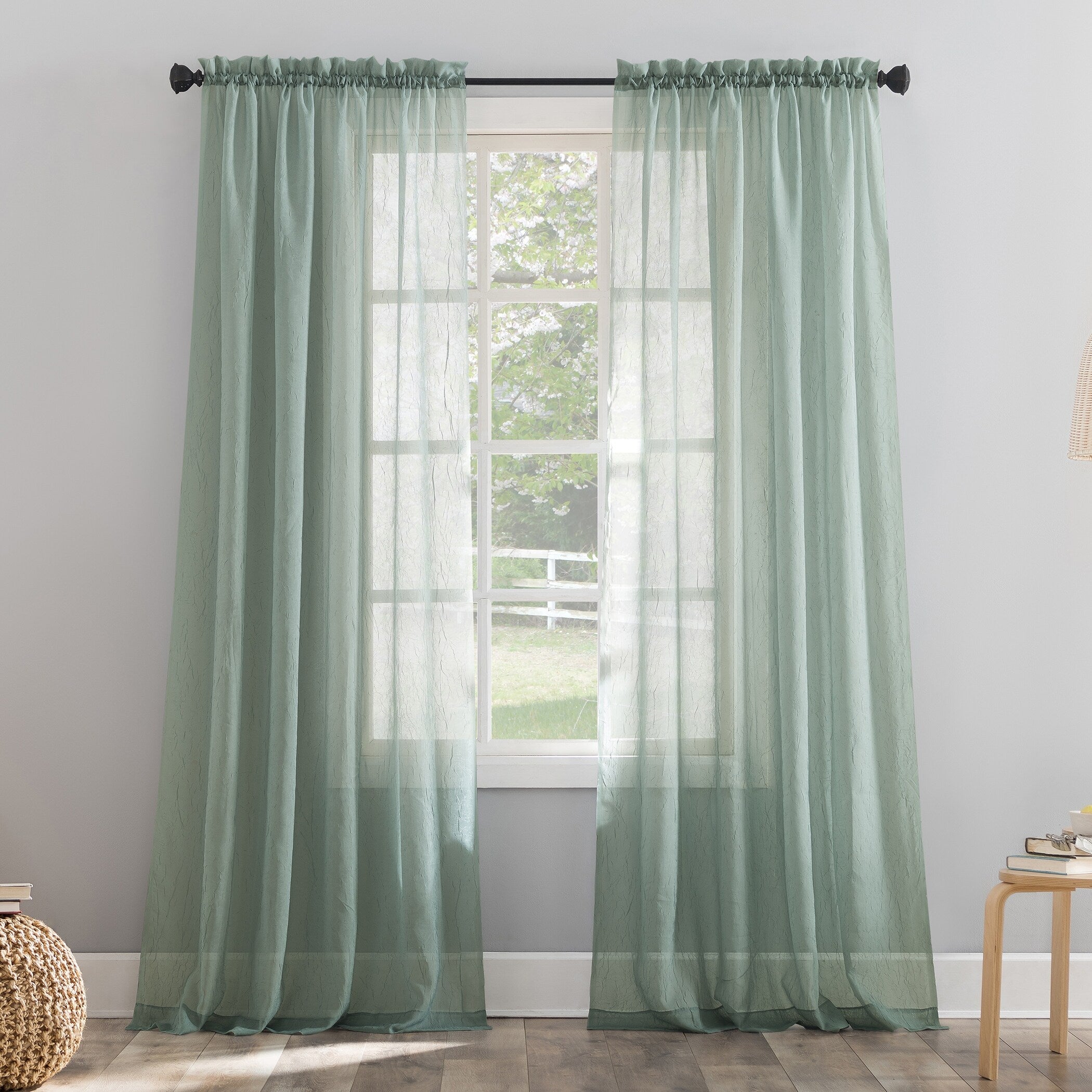 No. 918 Erica Crushed Voile Sheer Rod Pocket 1-Piece Curtain Panel, Single Panel