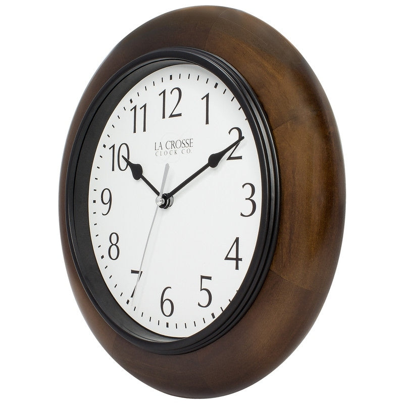 La Crosse Clock 404-2625 10 In Linwood Quartz Wood Wall Clock