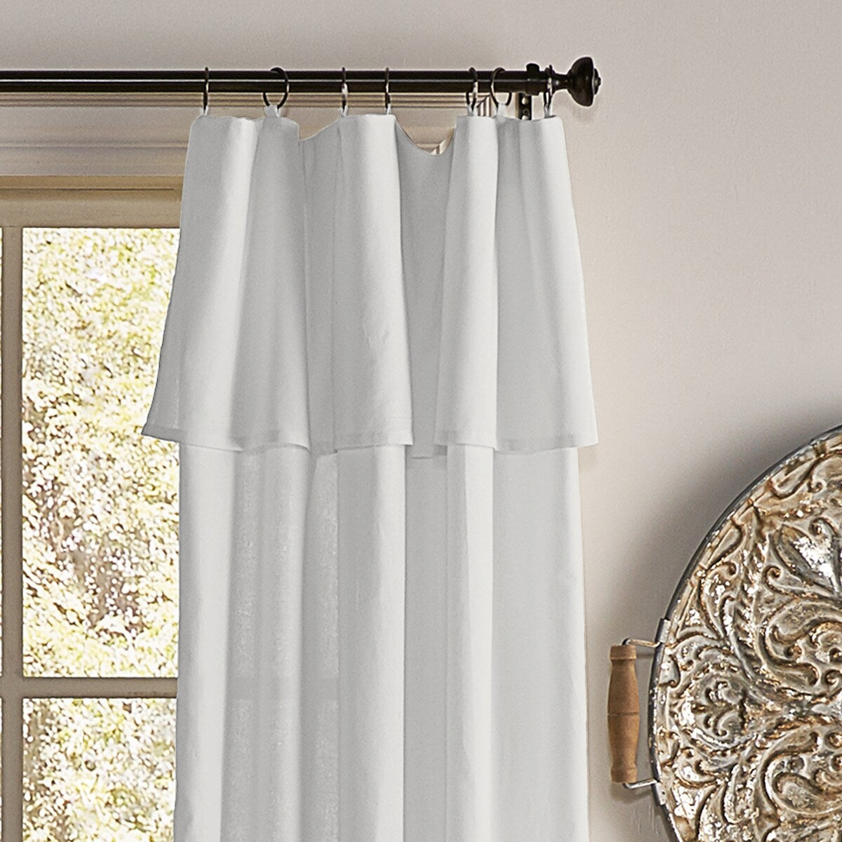 Mercantile Drop Cloth Light Filtering Ring Top Tab Farmhouse Curtain Panel with Valance