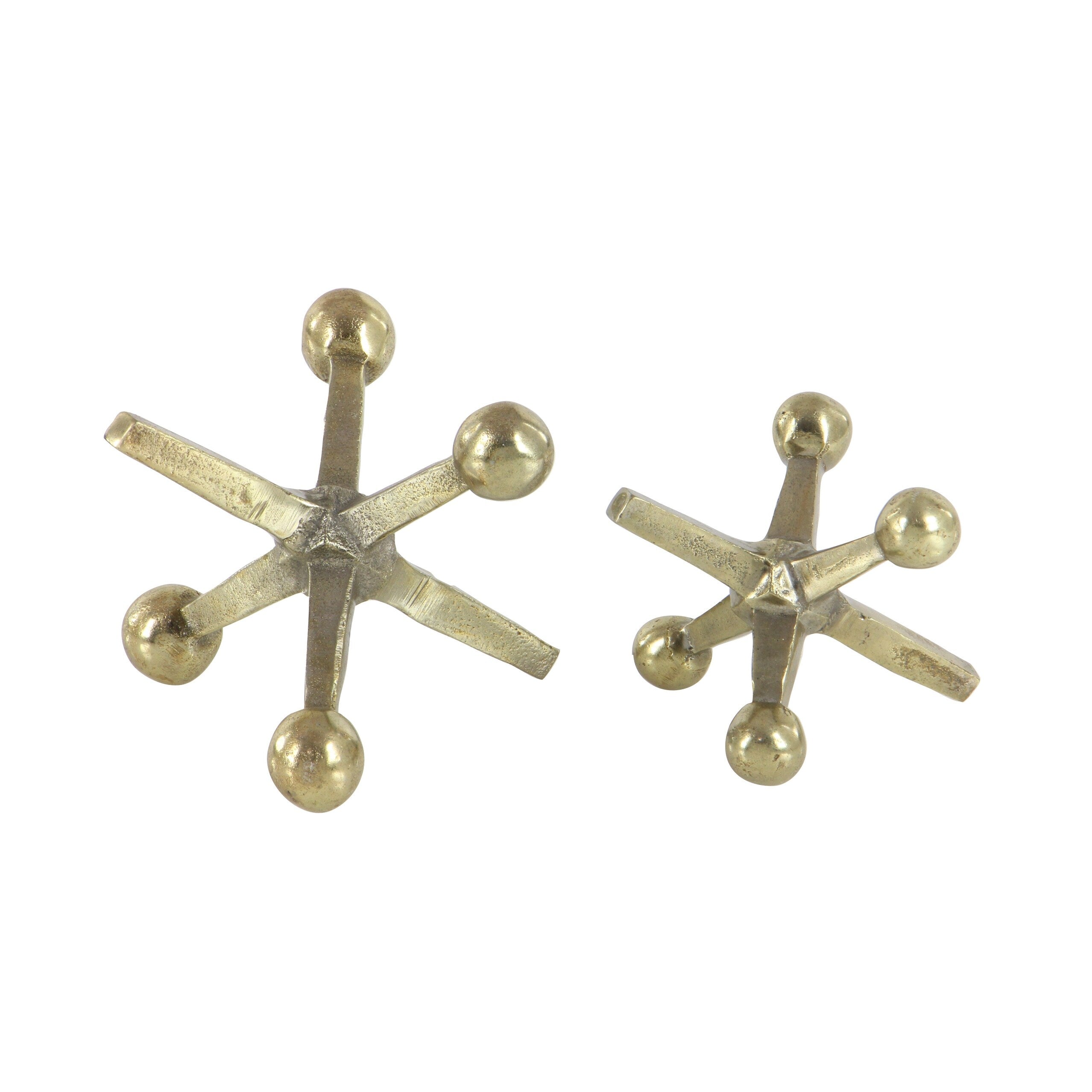 Stylish Aluminum Metal Jack Sculpture (Set of 2) - Gold or Silver