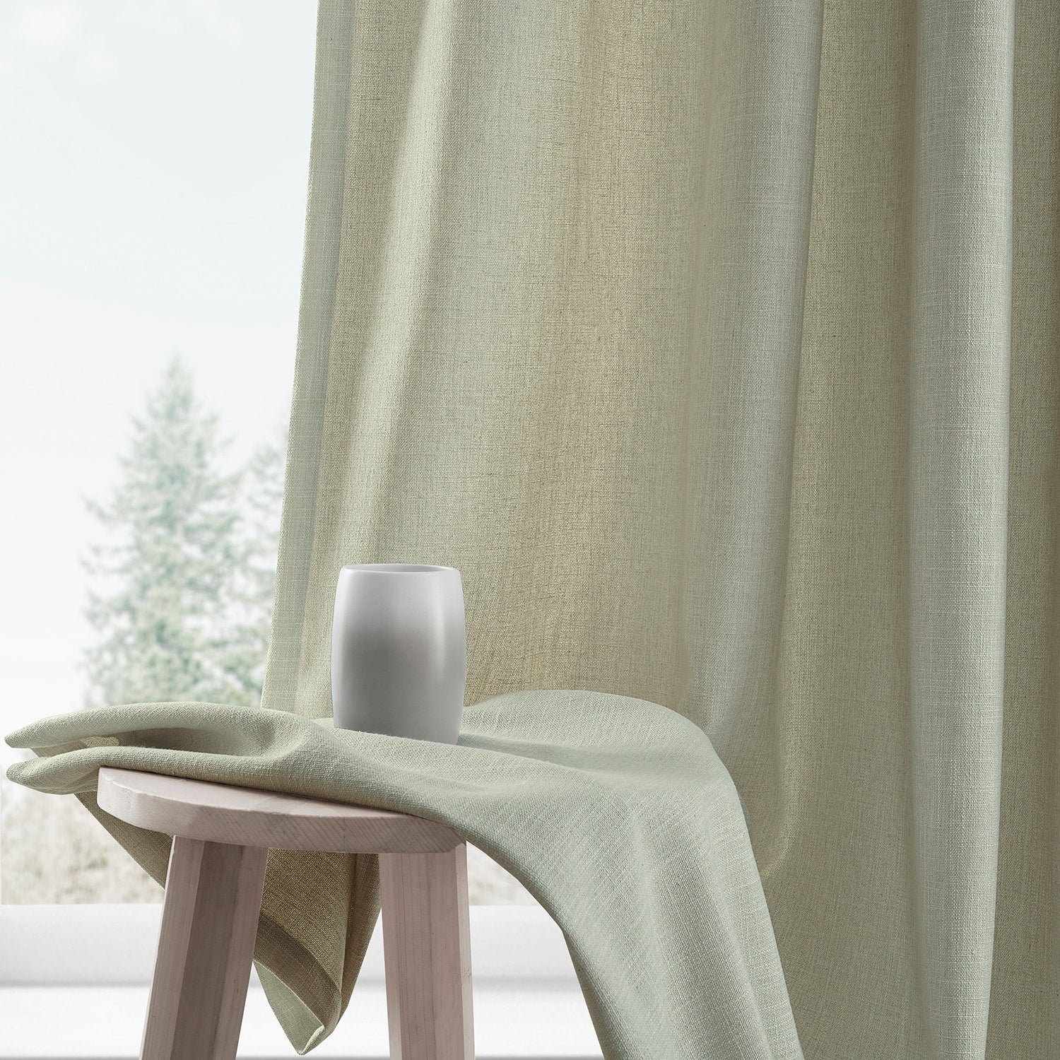 Exclusive Fabrics Simply Faux Linen Curtains - 2 Panels - Light Filtering Window Curtains