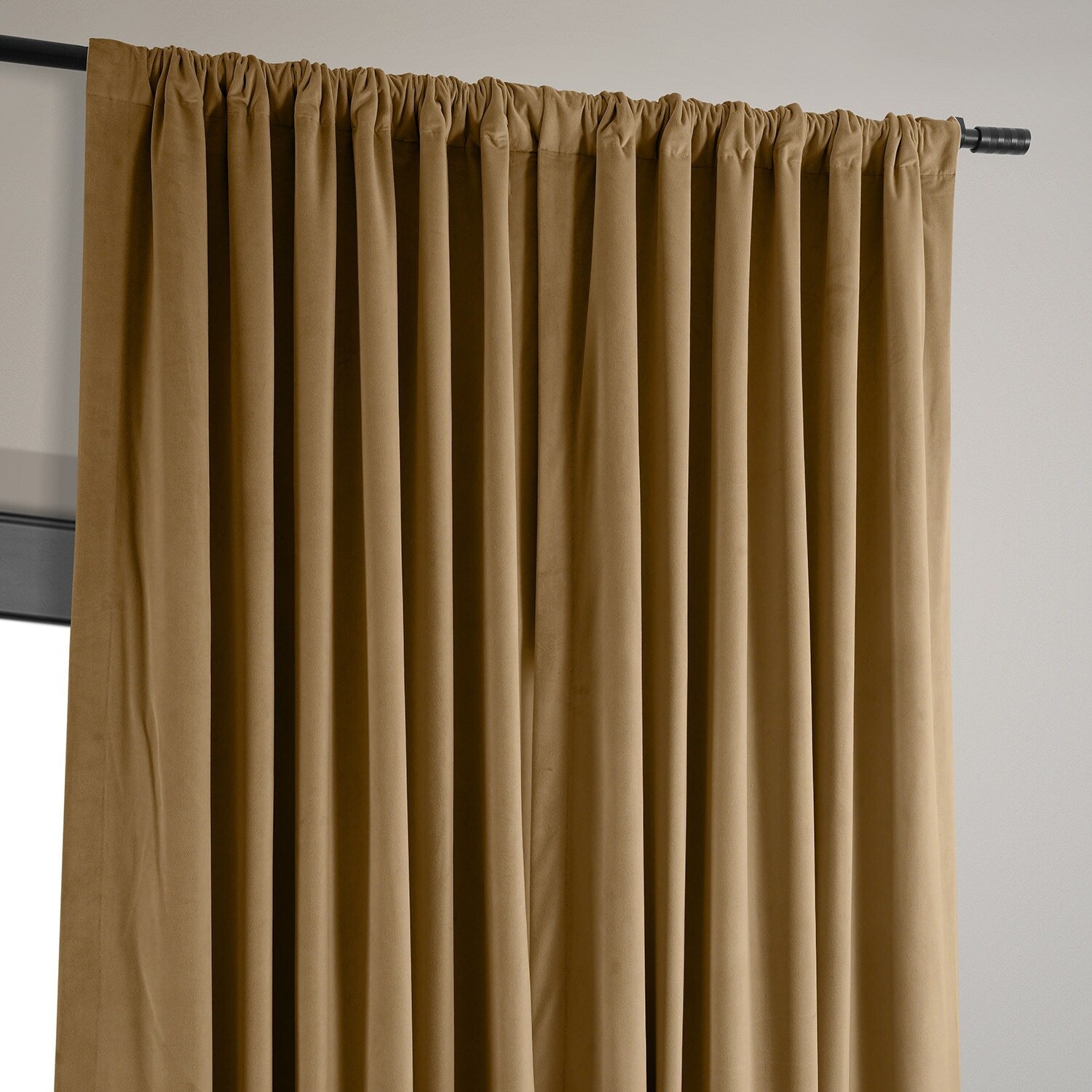 Exclusive Fabrics Signature Extra Wide Amber Gold Velvet Blackout Curtain (1 Panel) - Luxurious Blackout Drapery