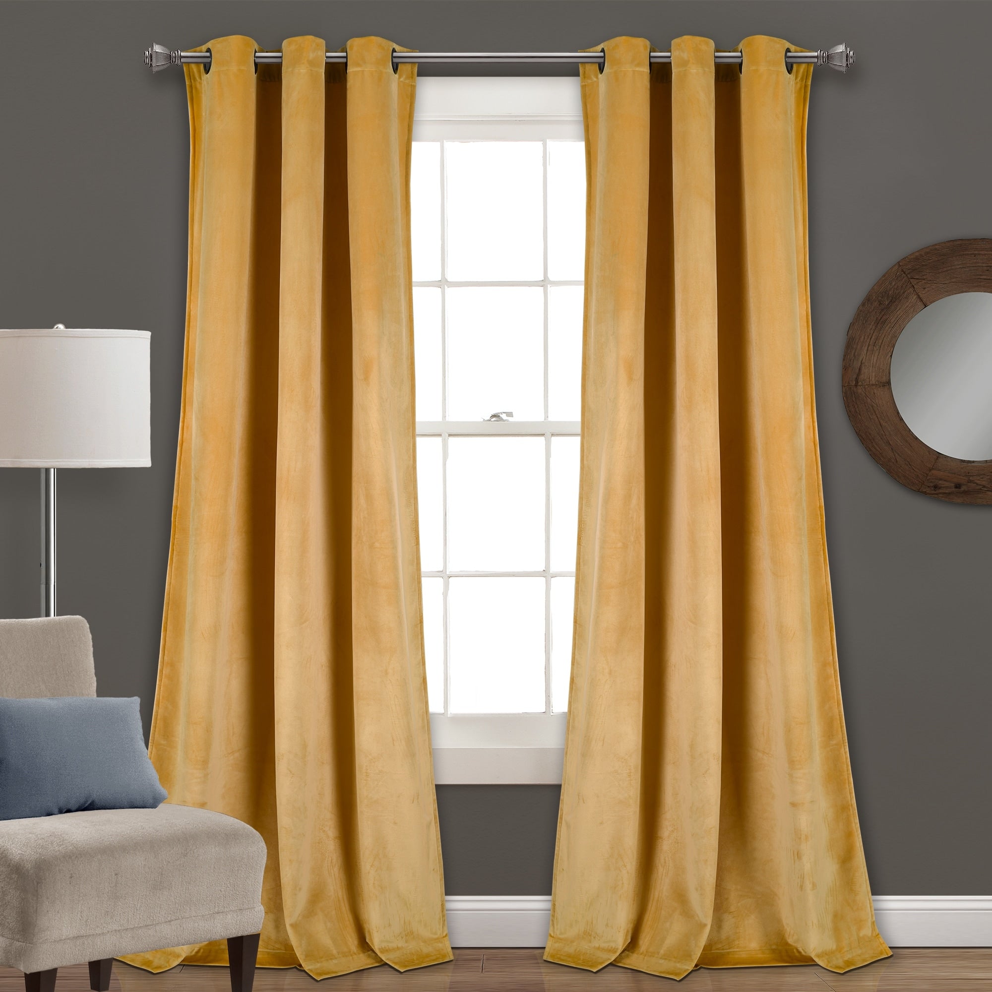 Porch & Den Lapeyrous Velvet Solid Room Darkening Window Curtain Panel Set