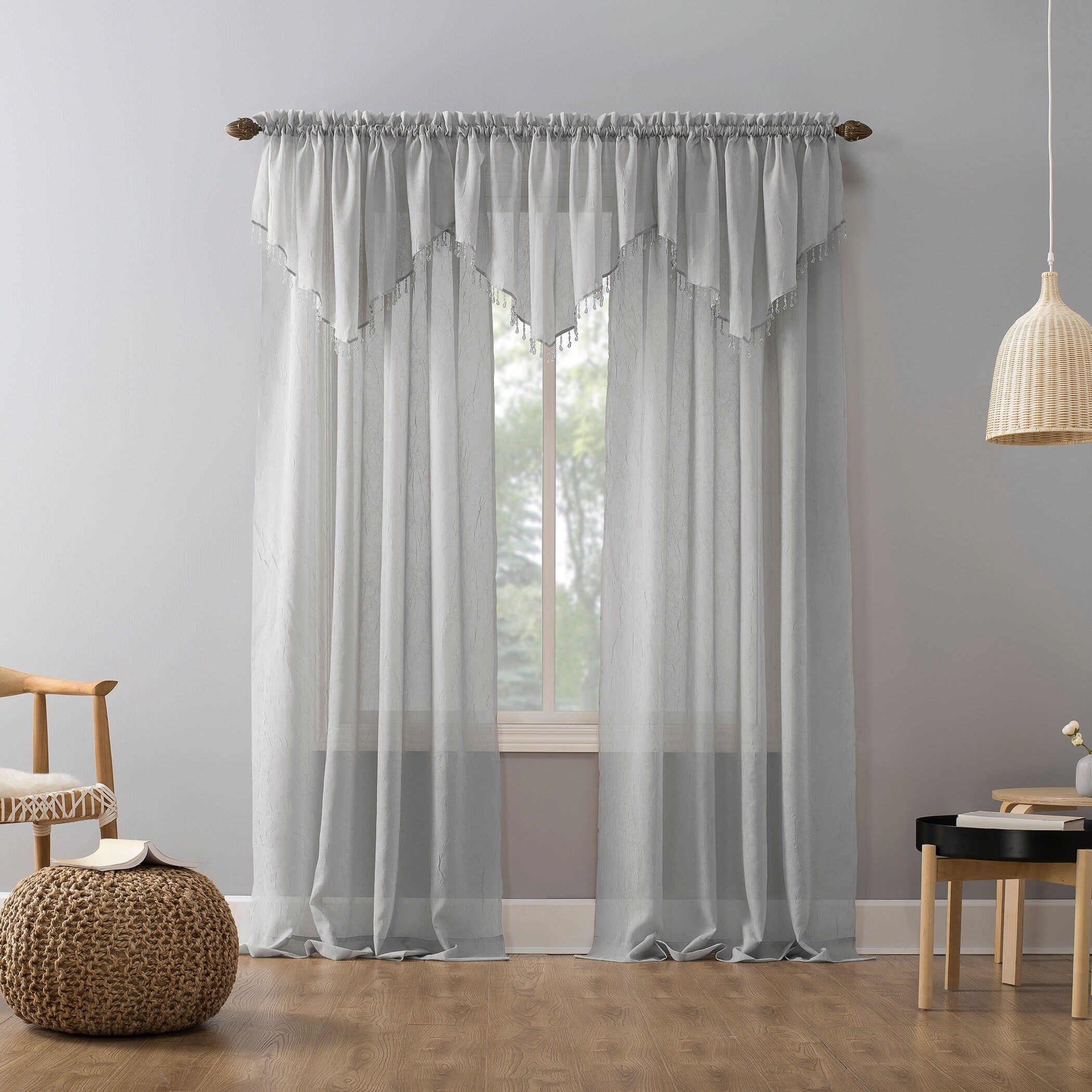 No. 918 Erica Crushed Voile Sheer Rod Pocket 1-Piece Curtain Panel, Single Panel