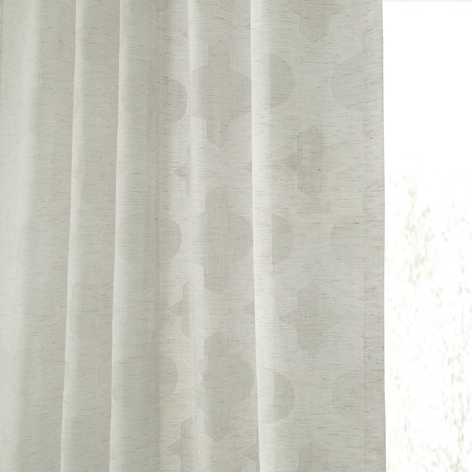 Exclusive Fabrics Calais Tile Patterned Faux Linen Sheer Curtain