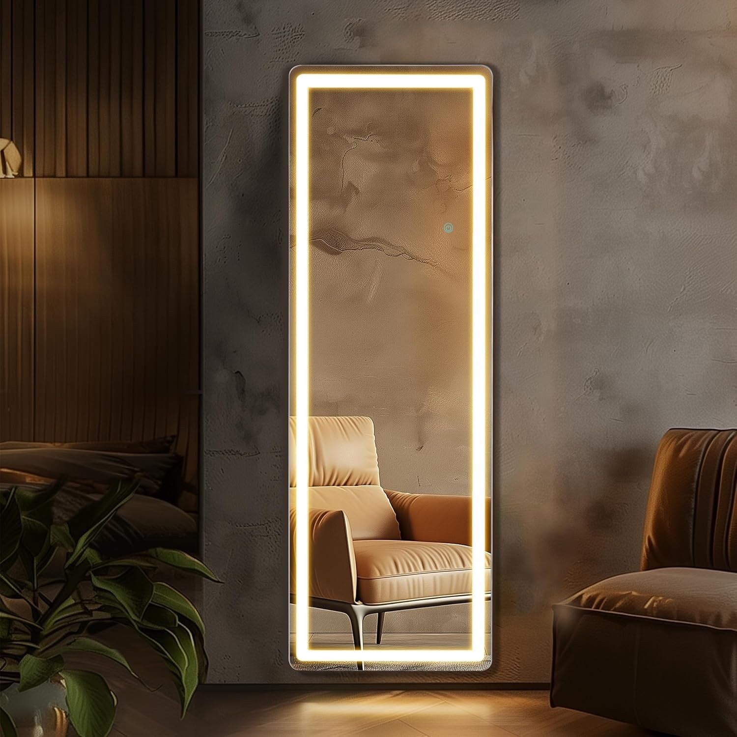 Floor Mirror with LED Light, 64 x 21 Full Length Mirror with Stand, Hanging Mirror Wall Mounted Mirror Full Body Mirror