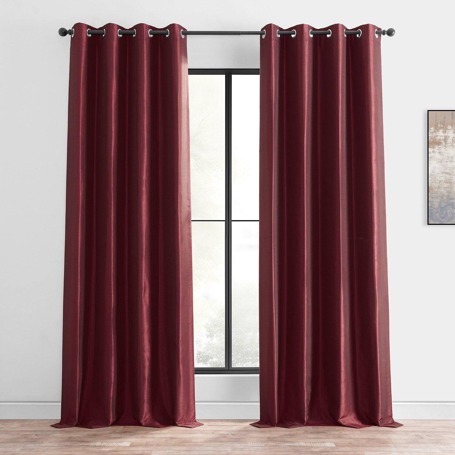 Exclusive Fabrics Textured Dupioni Faux Silk Blackout Grommet Curtain Panel