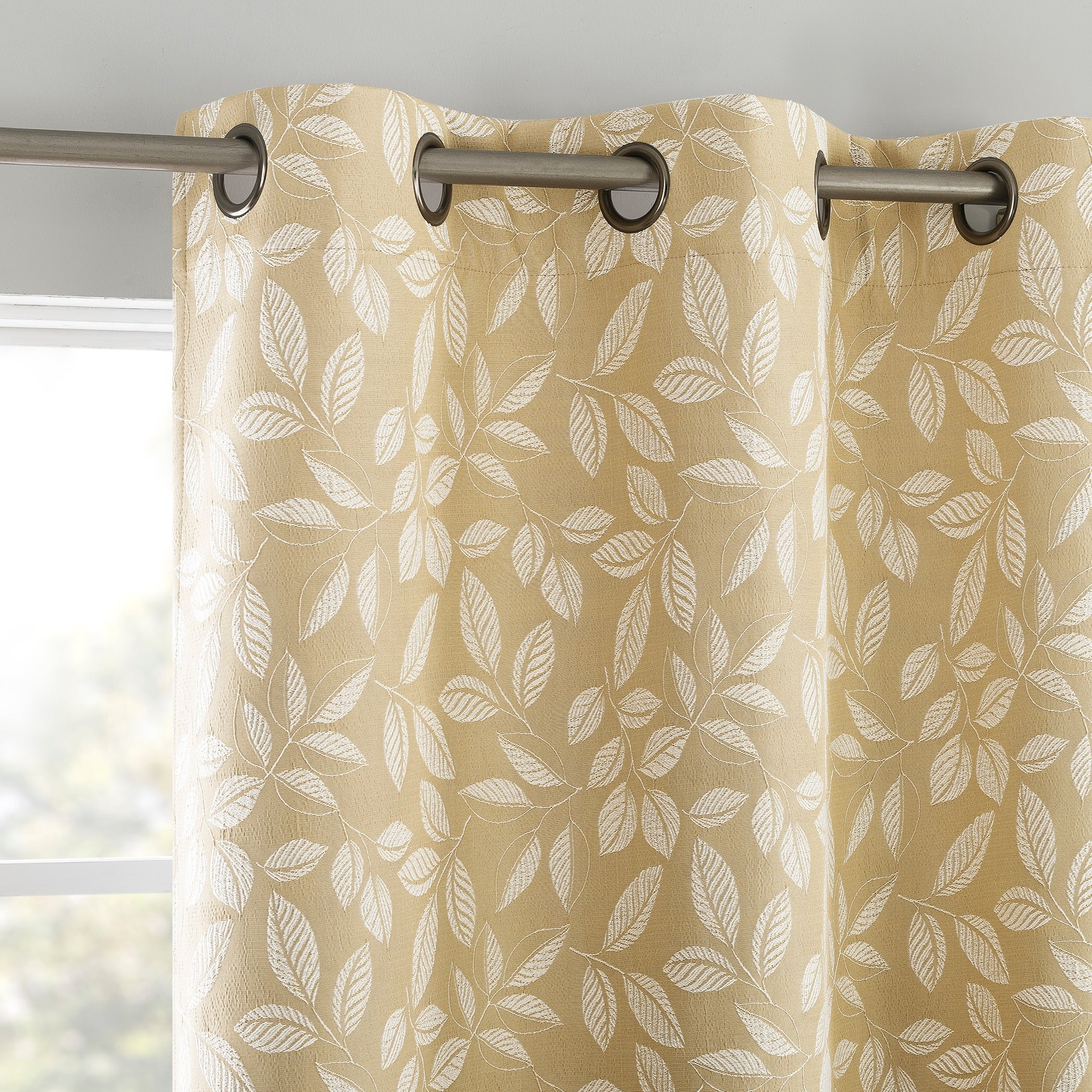 Sun Zero Satti Embroidered Leaf Total Blackout Grommet Curtain Panel, Single Panel