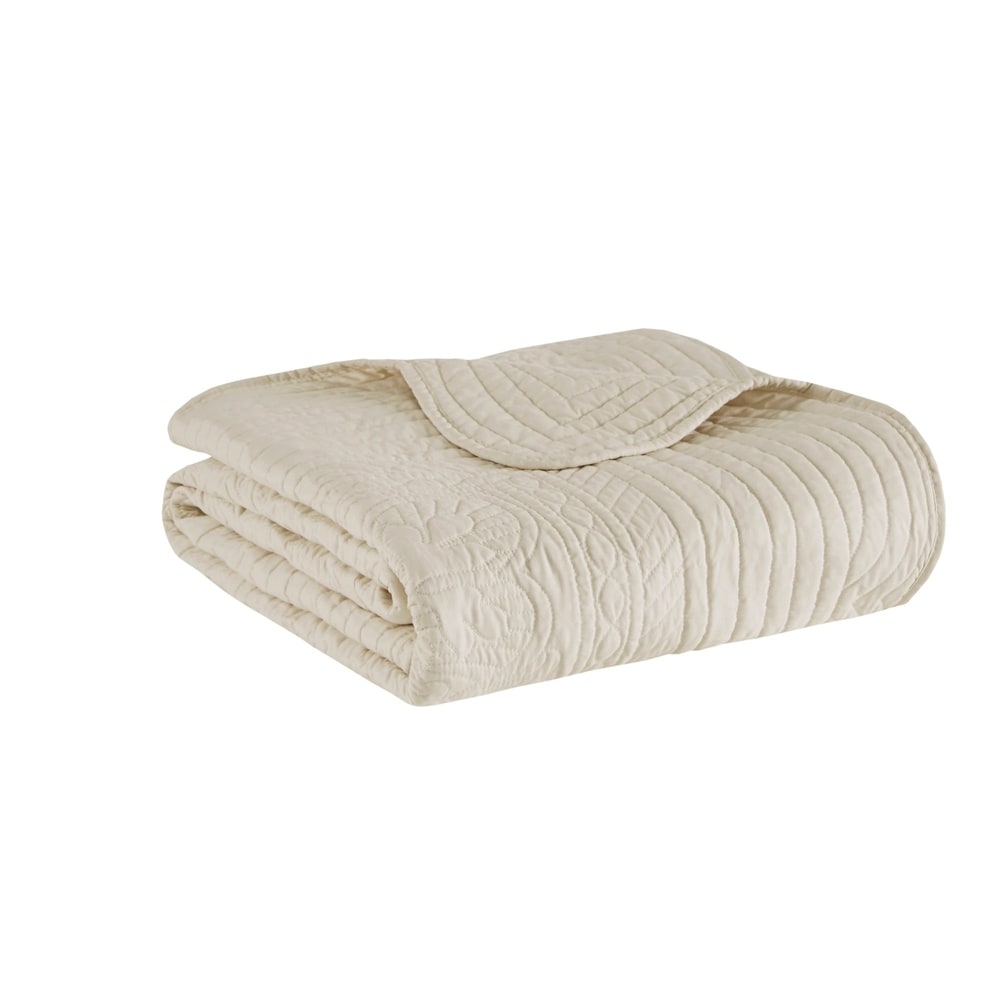 Madison Park Tuscany Oversized Quilted Throw with Scalloped Edges