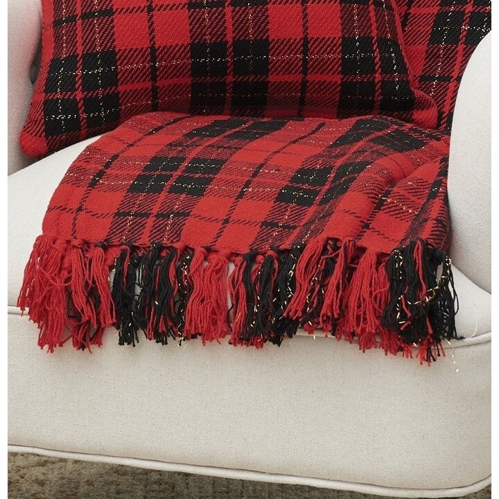 Christmas Red Black Plaid Pillow