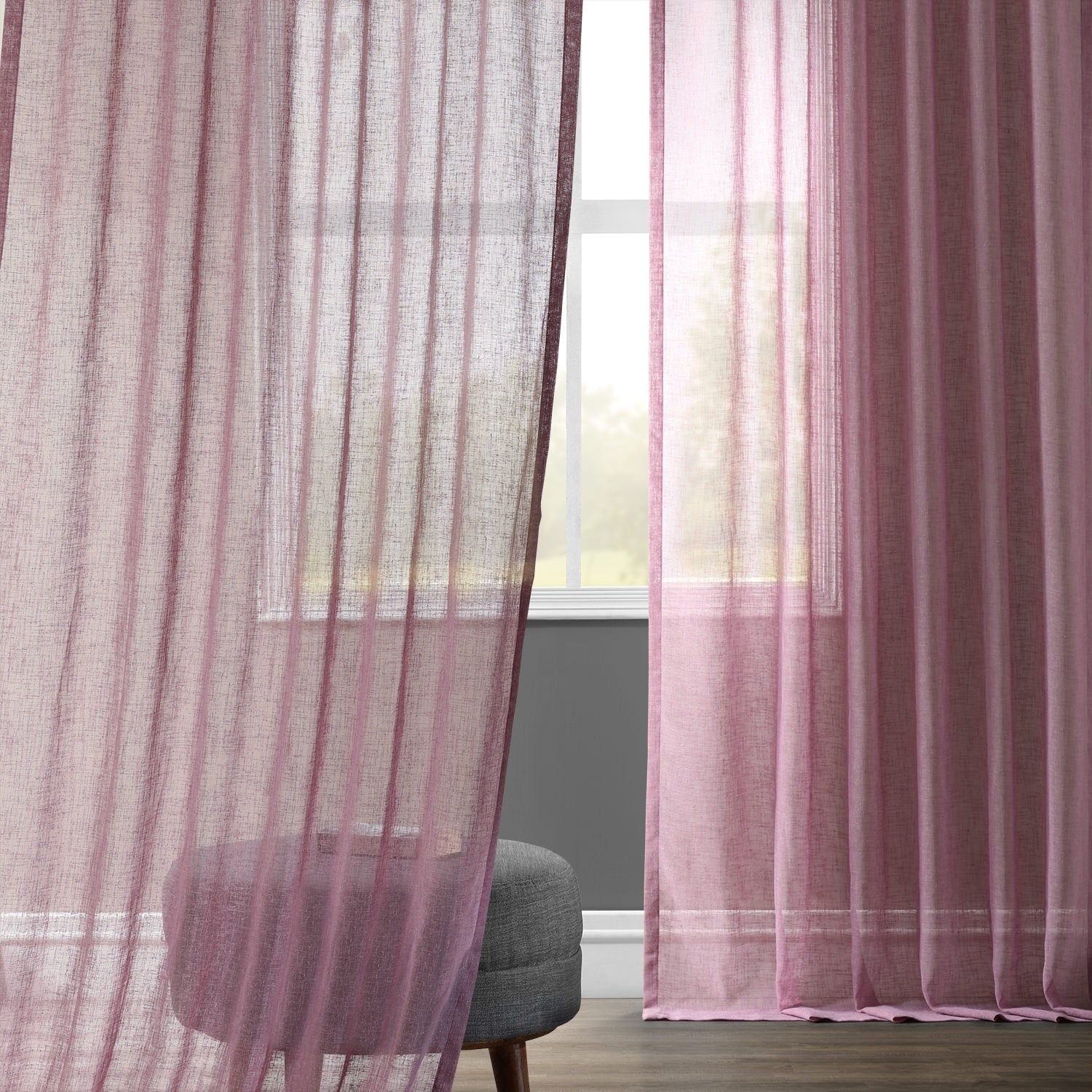 Exclusive Fabrics Solid Faux Linen Sheer Curtain (1 Panel)