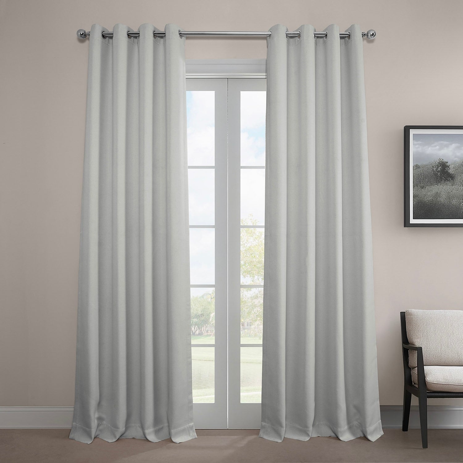 Exclusive Fabrics Faux Linen Grommet Room Darkening Curtain (1 Panel)