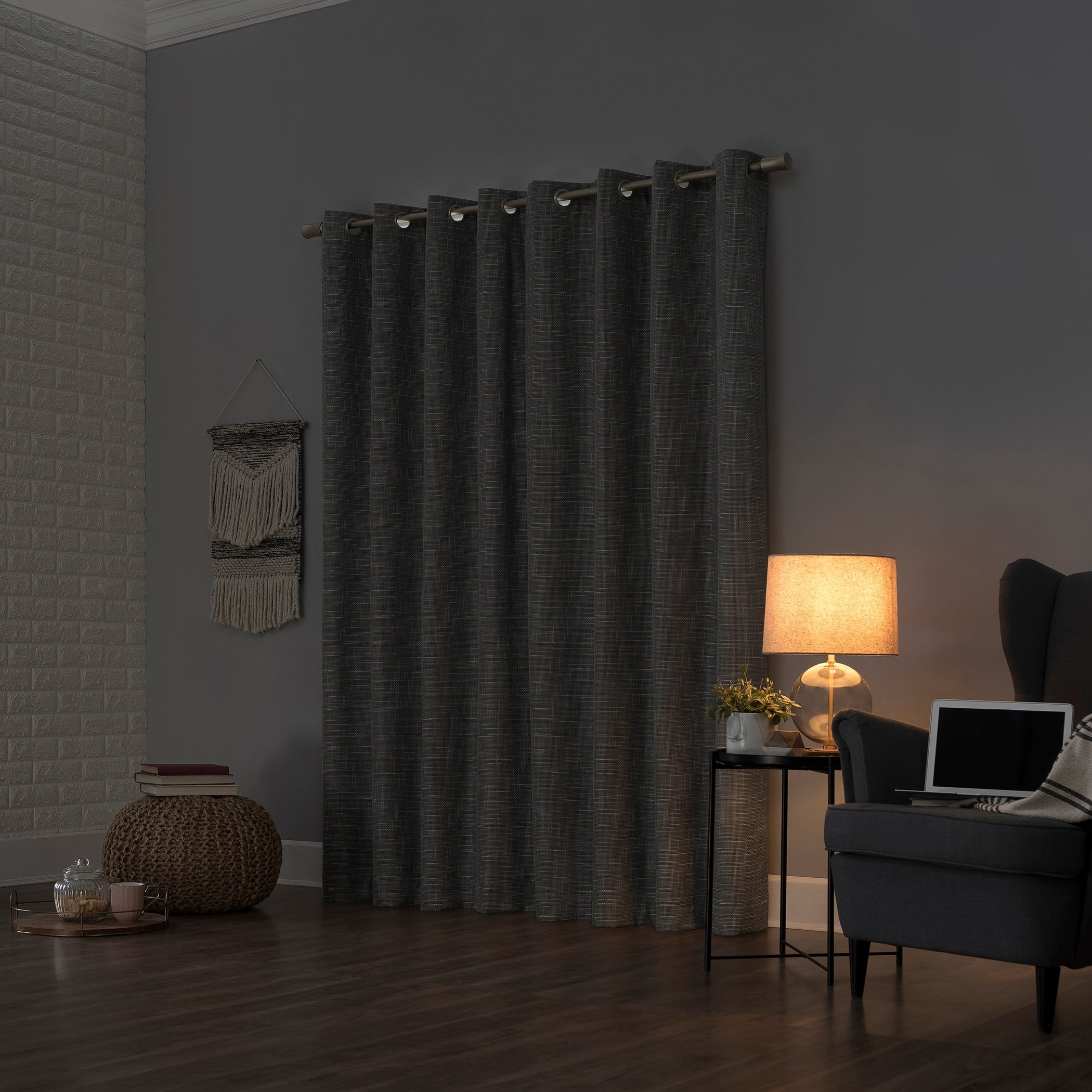 Sun Zero Kline Burlap Weave Thermal Extreme Total Blackout Grommet Curtain Panel, Single Panel