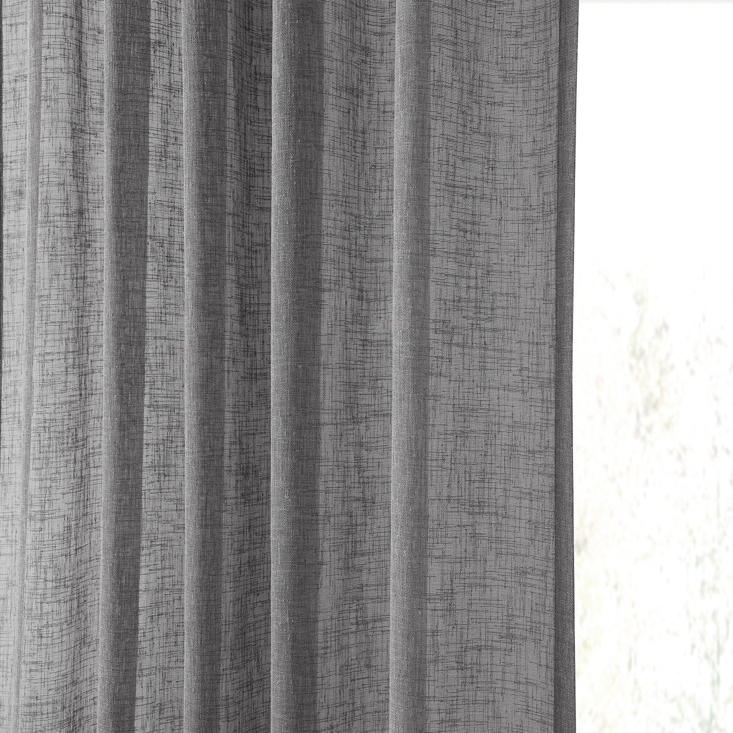 Exclusive Fabrics Solid Faux Linen Sheer Curtain (1 Panel)