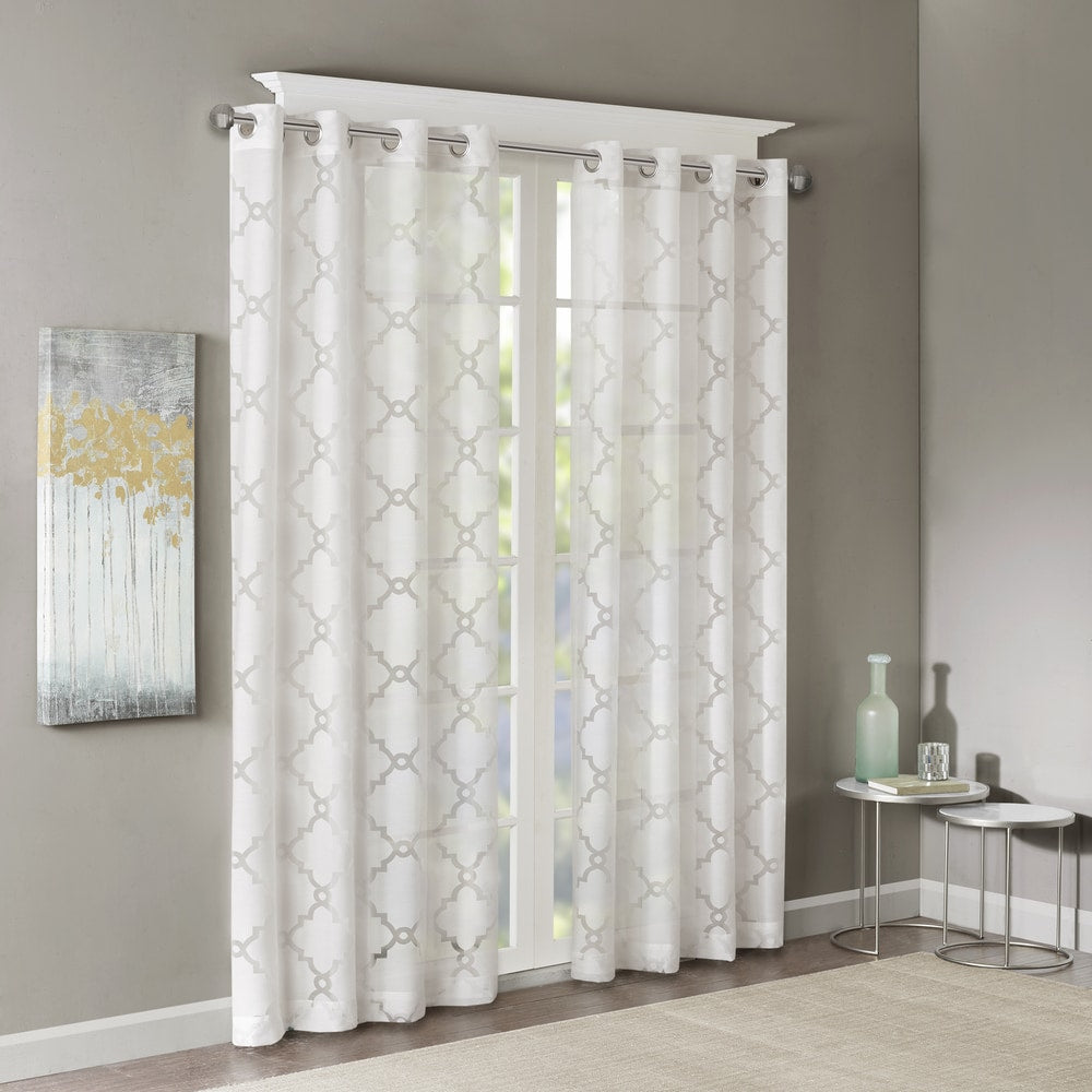 Madison Park Laya Fretwork Burnout Sheer Curtain Panel