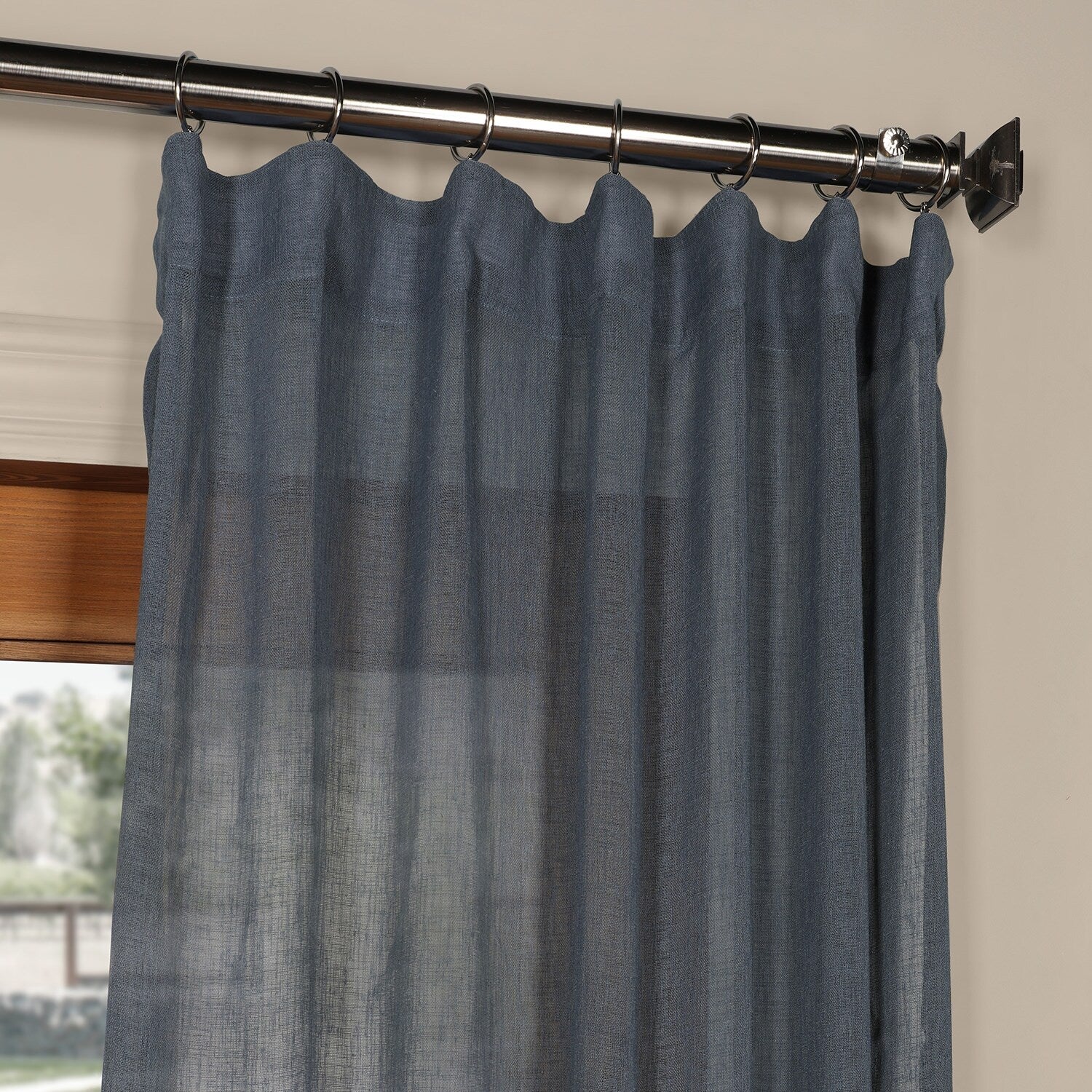 Exclusive Fabrics Solid Faux Linen Sheer Curtain (1 Panel)