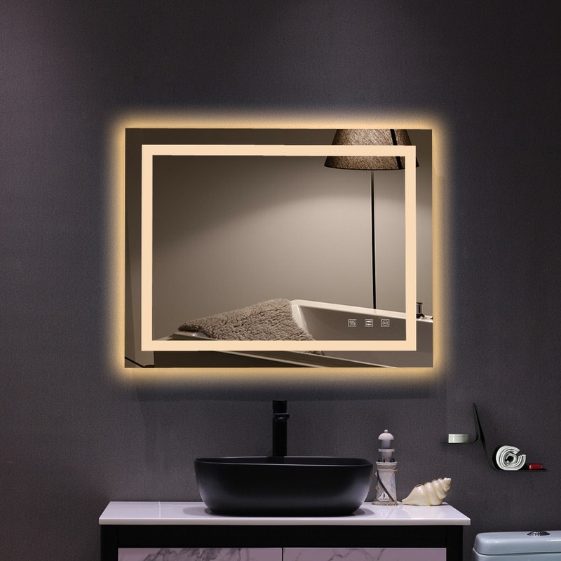 Touch LED Bathroom Mirror Tricolor Dimming Lights