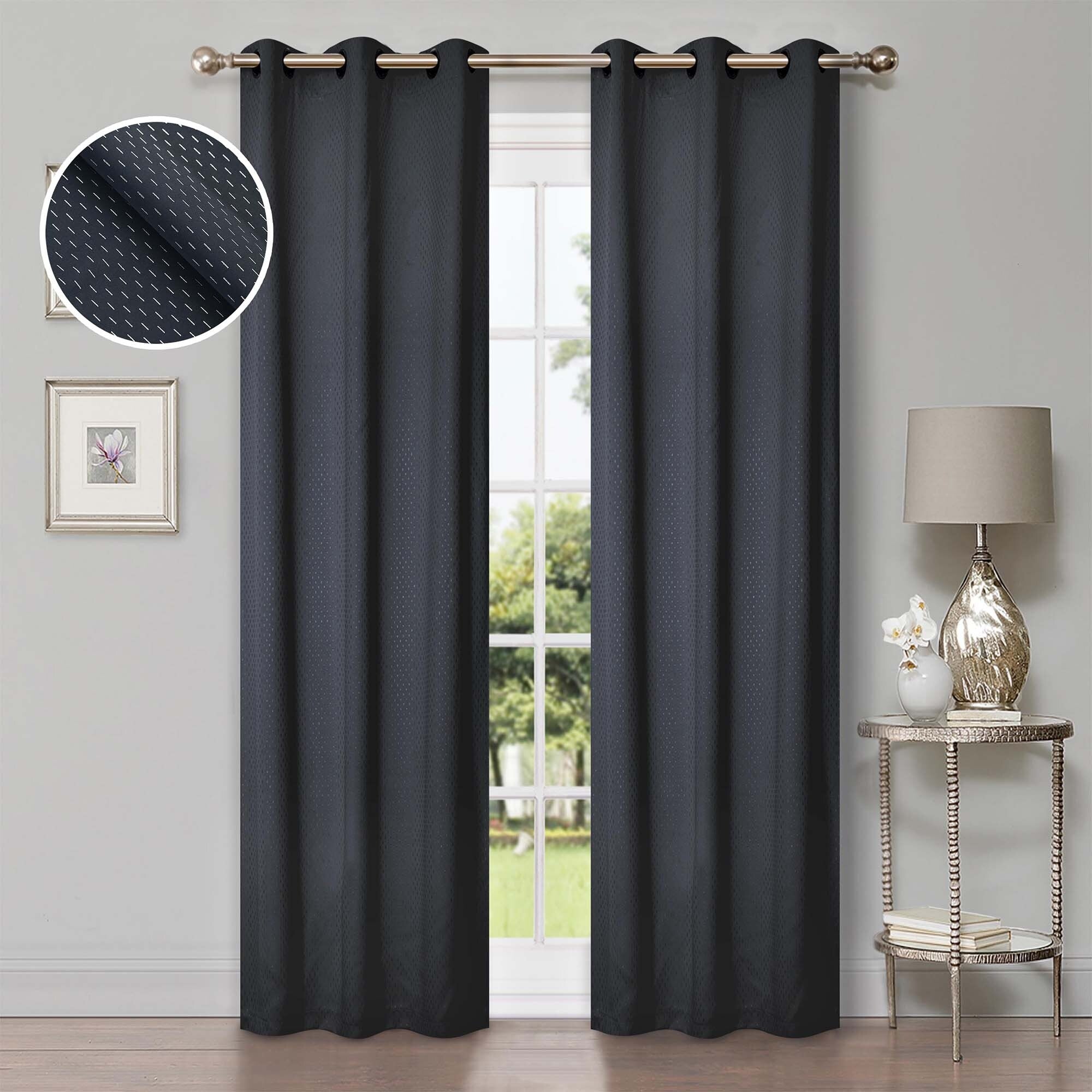 Superior Shimmer Washable Room Darkening Curtains, Set of 2 Panels