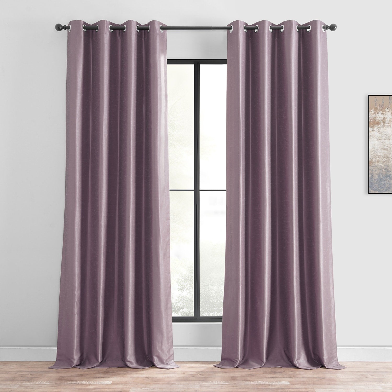 Exclusive Fabrics Textured Dupioni Faux Silk Blackout Grommet Curtain Panel