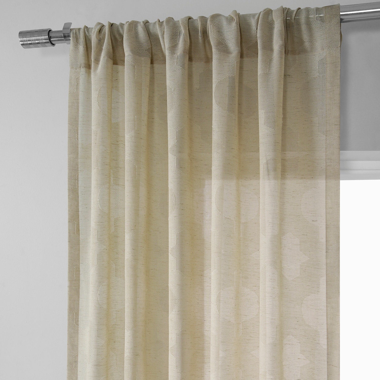 Exclusive Fabrics Calais Tile Patterned Faux Linen Sheer Curtain