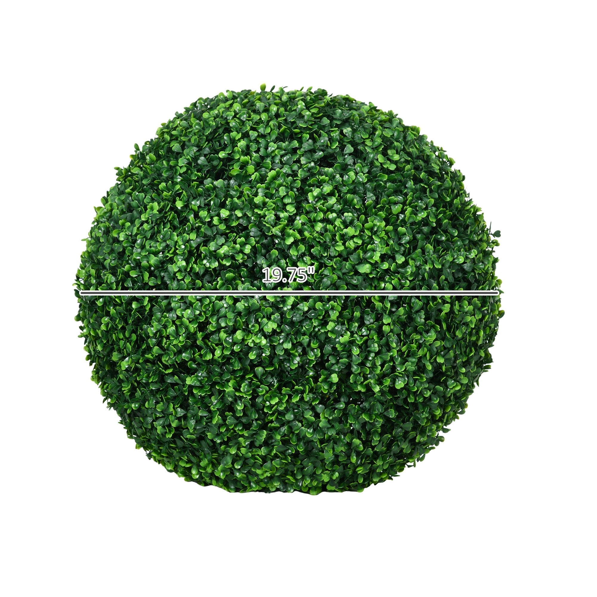 HOMCOM Set of 2 19.75 Inch Artificial Ball Boxwood Topiary Trees Balls, Indoor Outdoor Fake Plants for Home