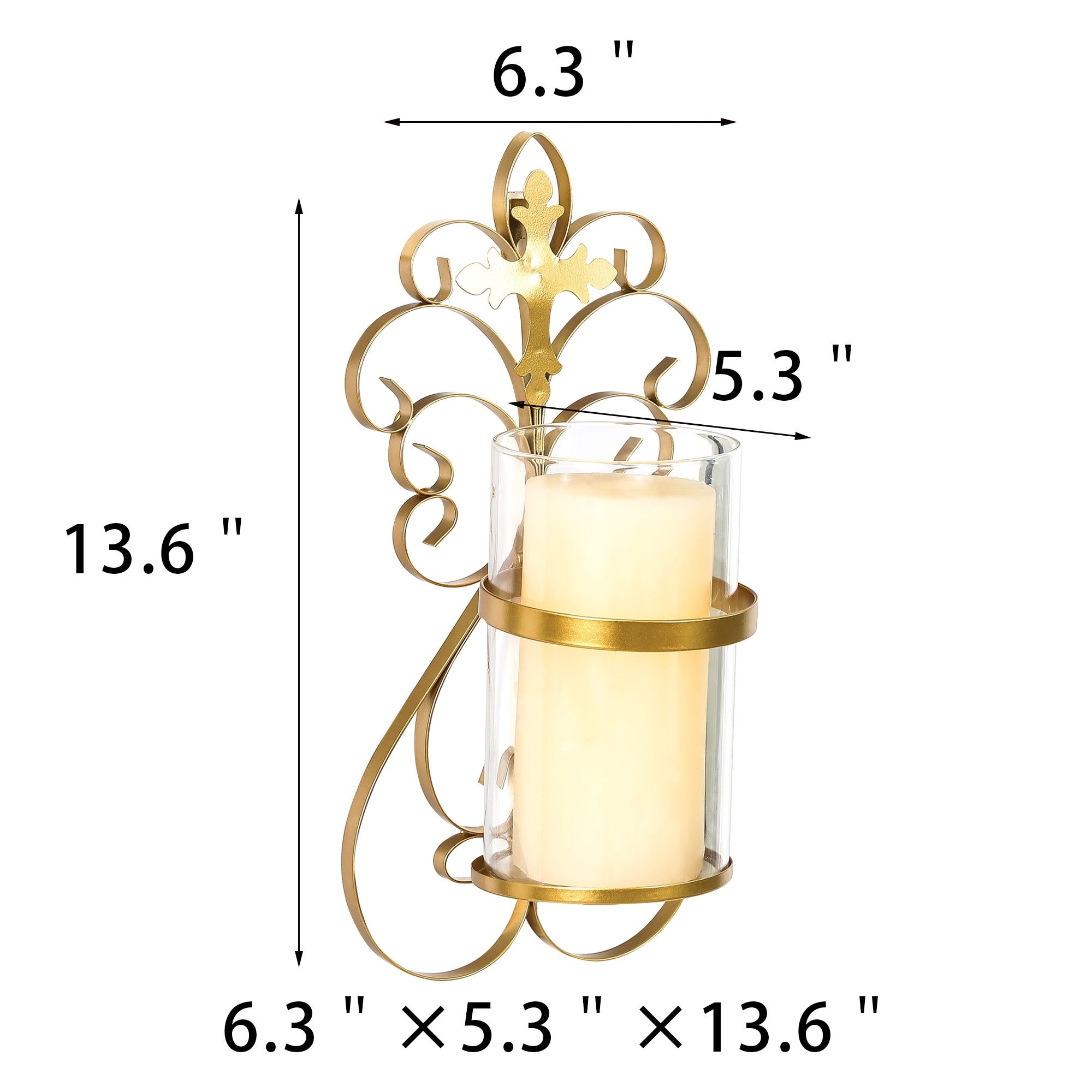 Adeco Set of 2 Vertical Wall Hanging Candle Holder Sconce - 6.7 inches high x 3.74 inches