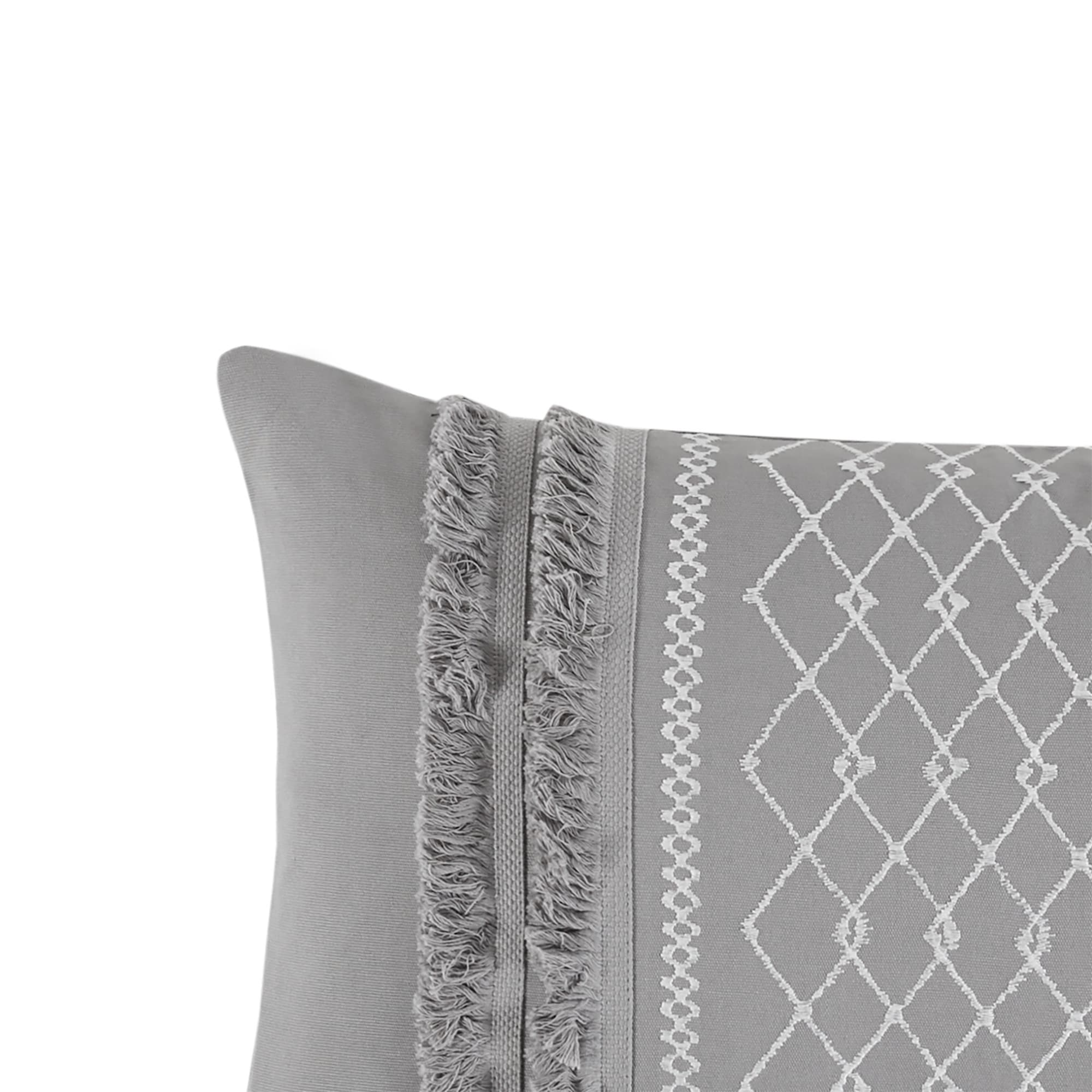 INK+IVY Bea Embroidered Cotton Oblong Pillow with Tassels