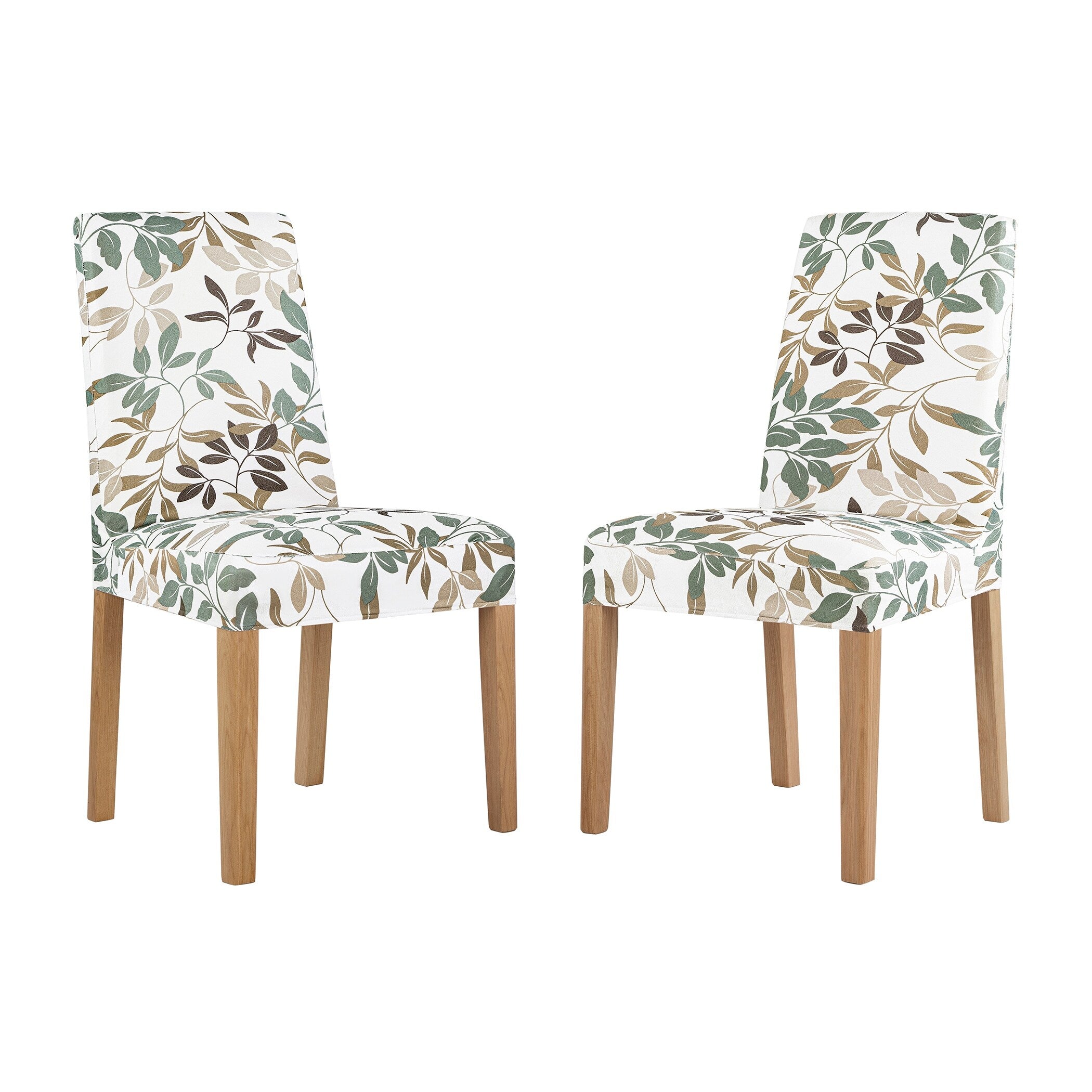 No. 918 Hillsboro 2-pack Botanical Print Stretch Fit Elastic Dining Chair Cover Pair - 28 x 39