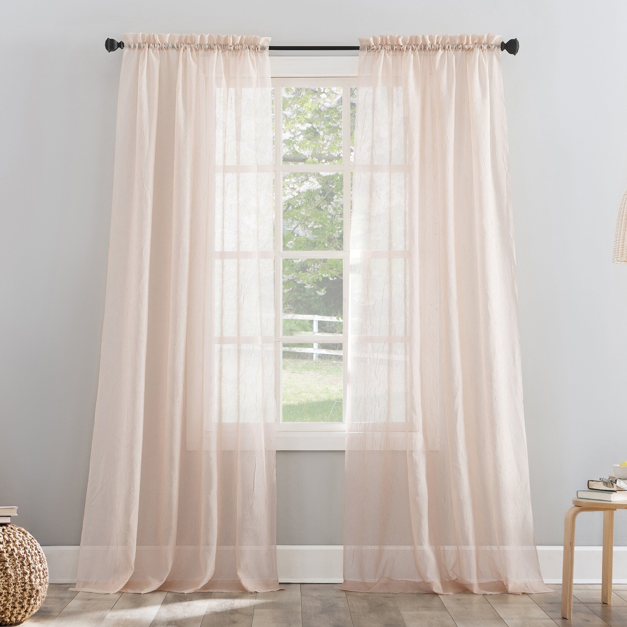 No. 918 Erica Crushed Voile Sheer Rod Pocket 1-Piece Curtain Panel, Single Panel