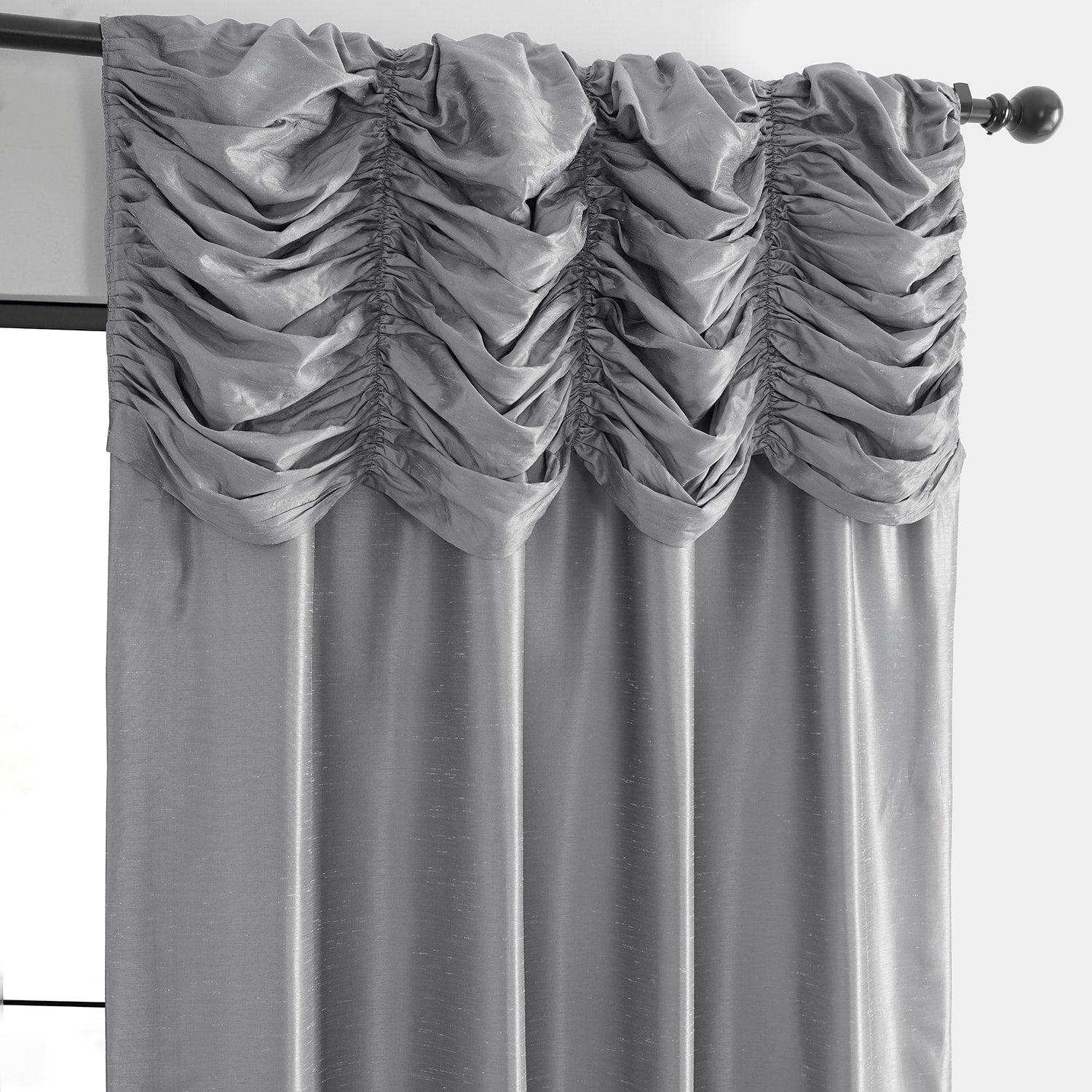 Exclusive Fabric Ruched Textured Faux Dupioni Silk Curtain (1 Panel)