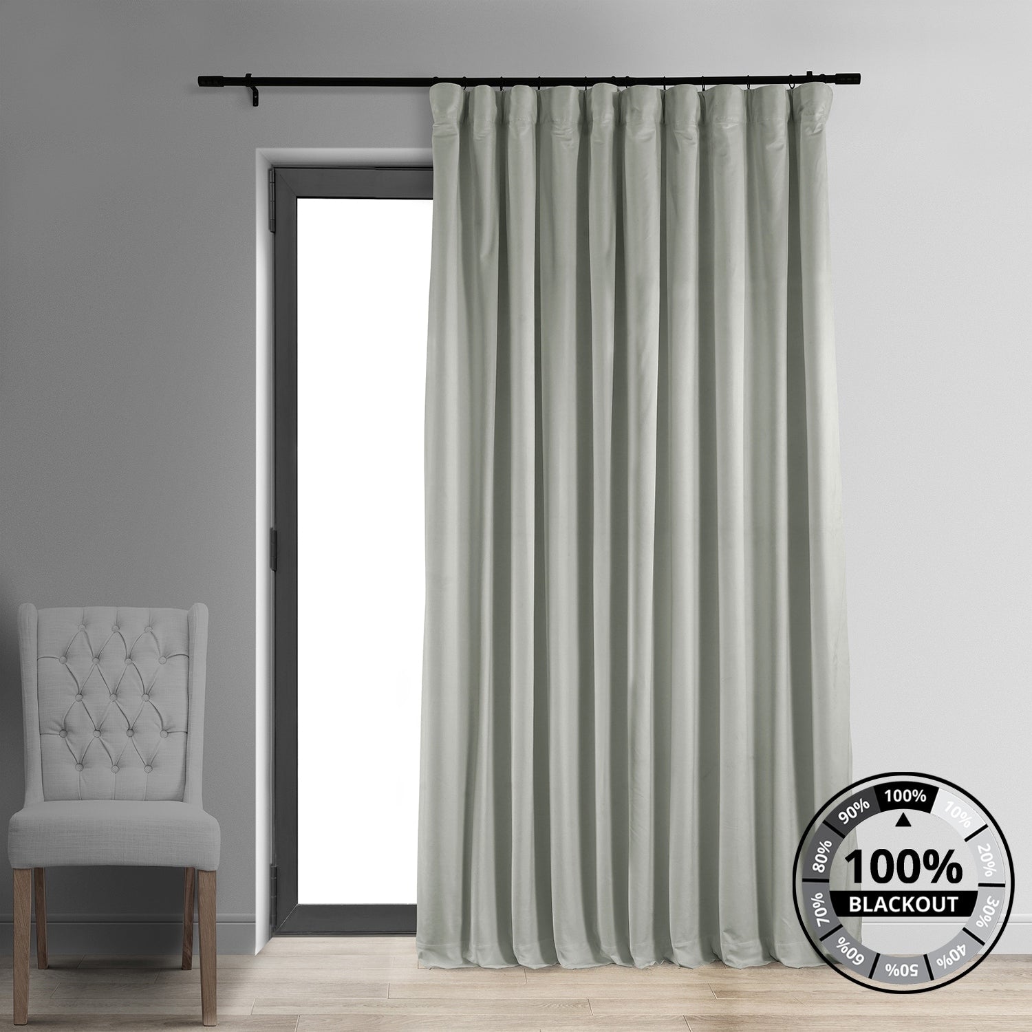 Exclusive Fabrics Signature Extra Wide Blackout Velvet Curtains (1 Panel) - Luxurious Blackout Drapes