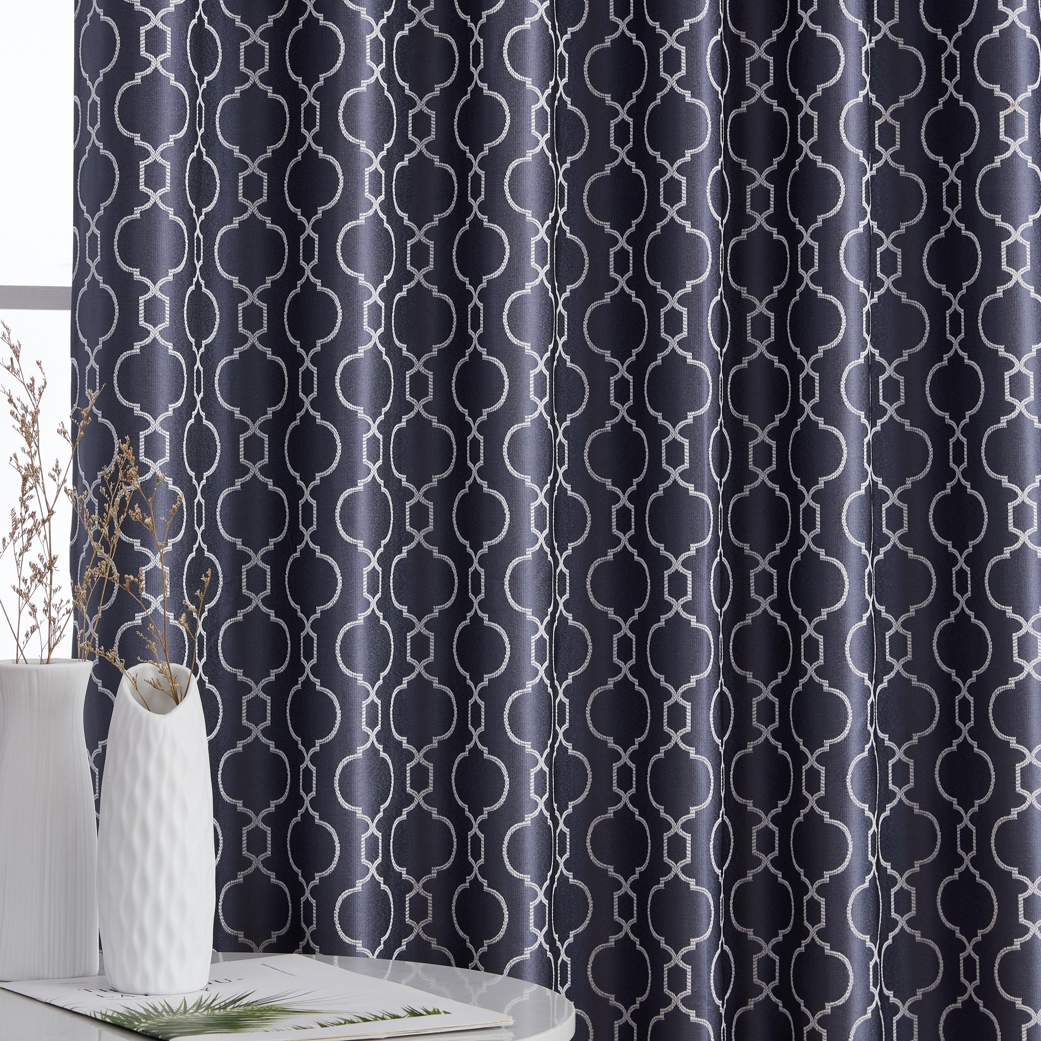 HLC.me Franklin Moroccan 100% Complete Blackout Thermal Insulated Energy Savings Back Tab Rod Pocket Curtain, 2 Panels