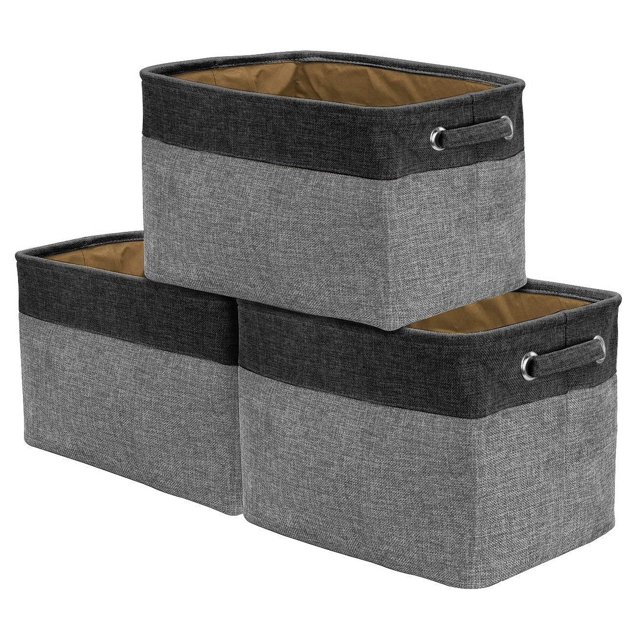 Twill Storage Basket Set - 3 Pack, Black