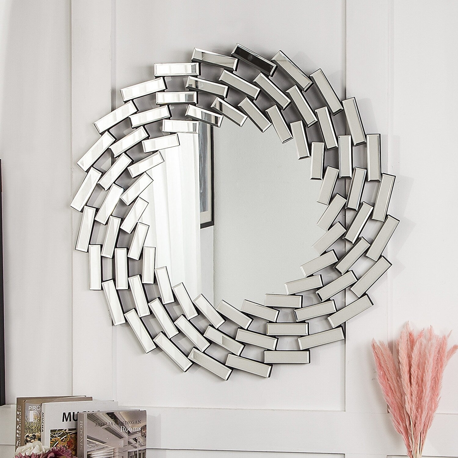 Sunburst Shape Wall Mirror Round Accent Mirror