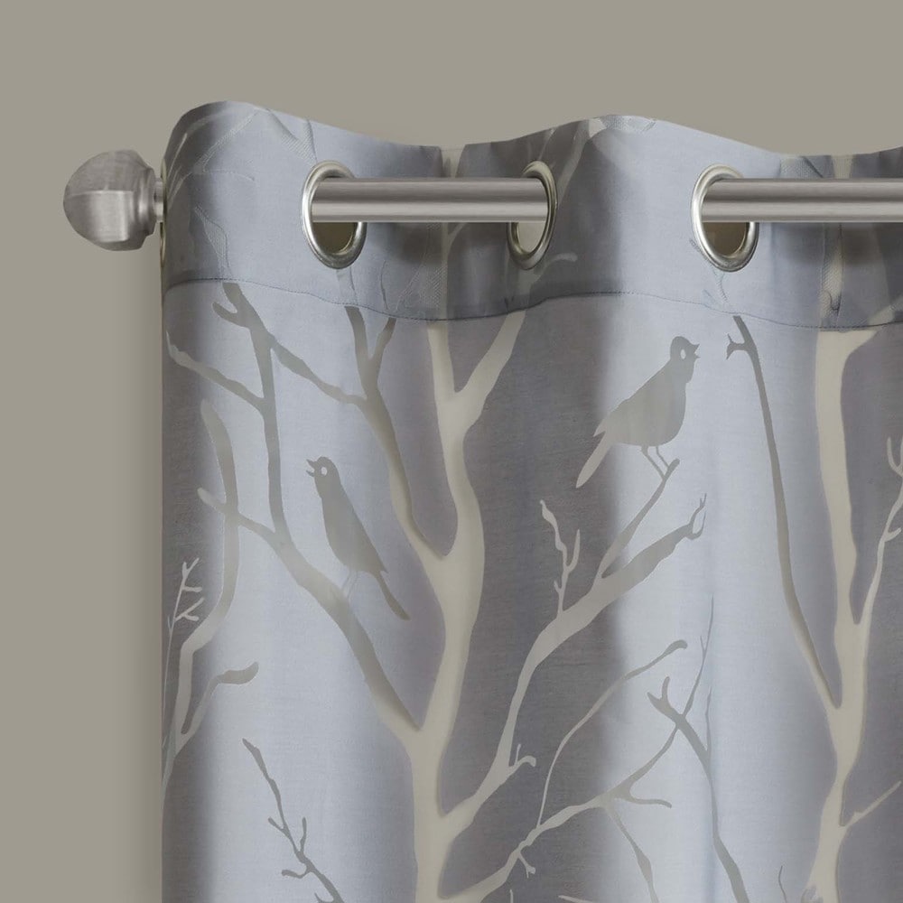 Madison Park Vina Grommet Top Sheer Bird on Branches Burnout Window Curtain