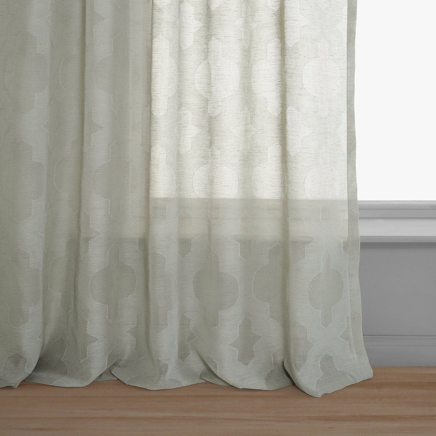 Exclusive Fabrics Calais Tile Patterned Faux Linen Sheer Curtain