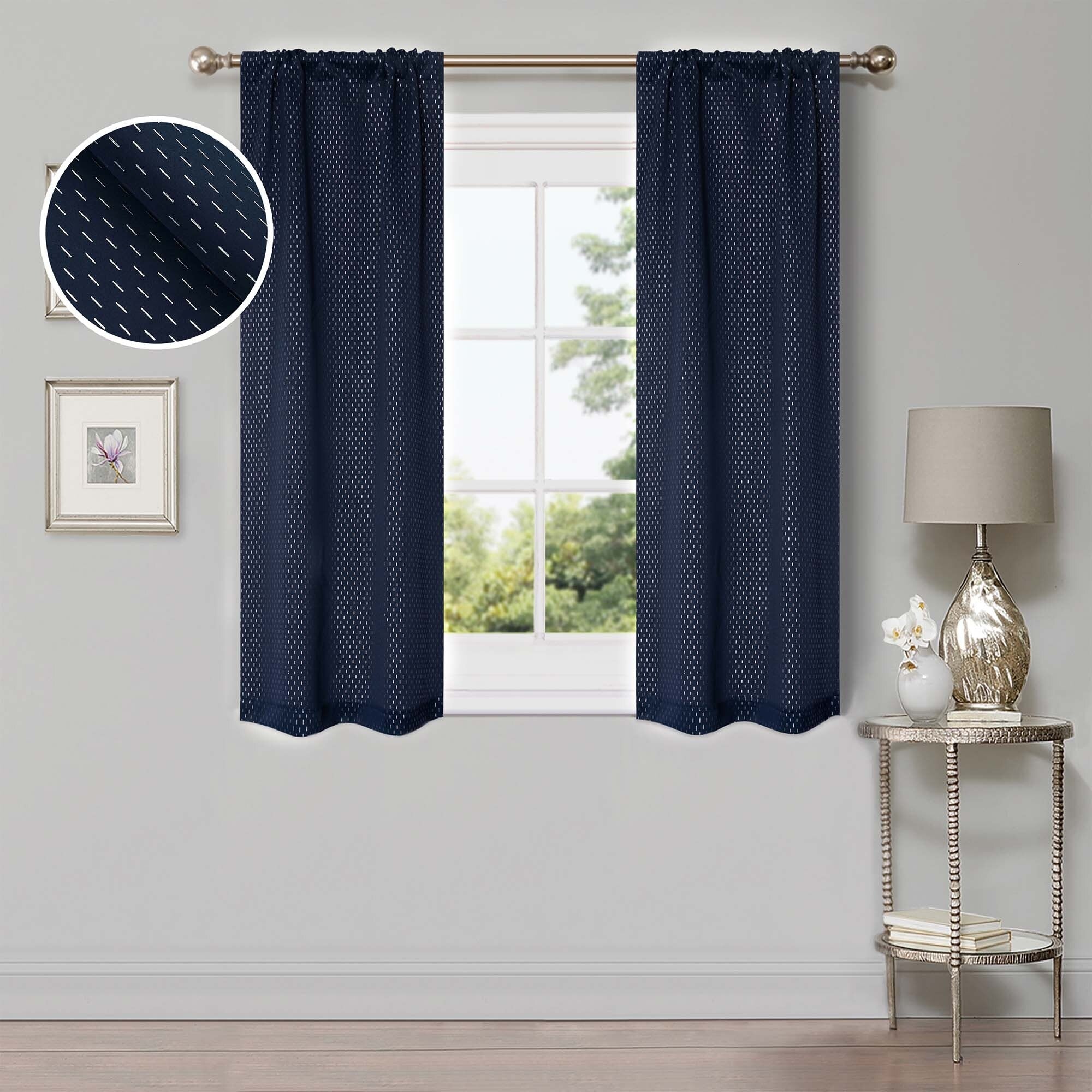 Superior Shimmer Washable Room Darkening Curtains, Set of 2 Panels