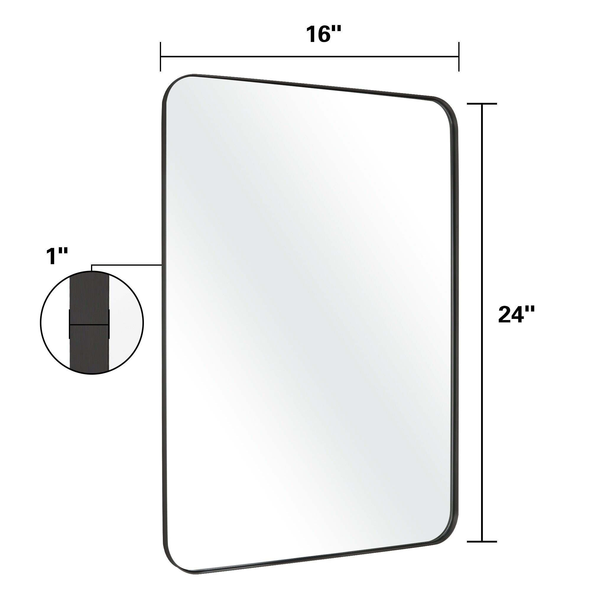 Modern Wall Mirrors, Rectangular Mirror with Stainless Steel Framed, Bathroom Mirror with Round Corner, Vanity Mirror