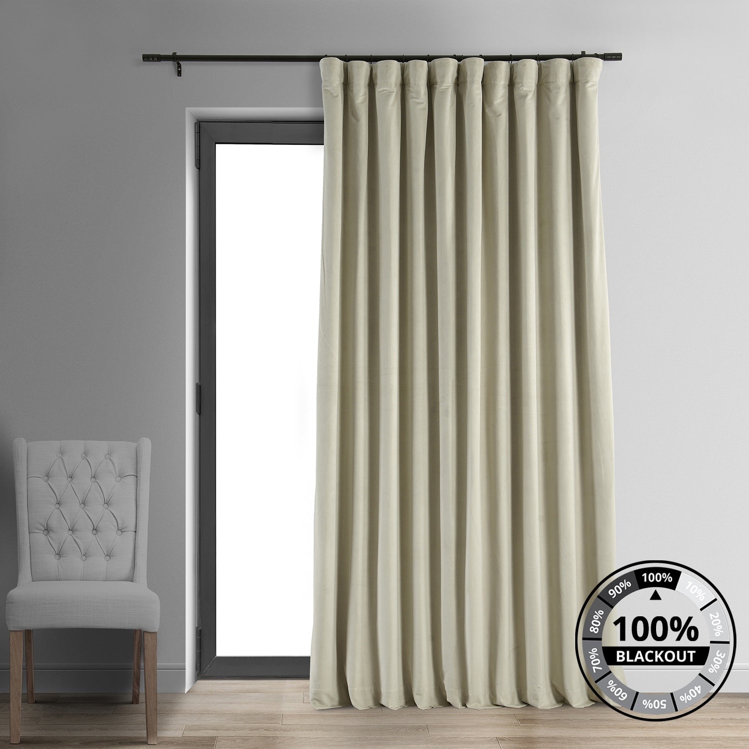 Exclusive Fabrics Signature Extra Wide Blackout Velvet Curtains (1 Panel) - Luxurious Blackout Drapes